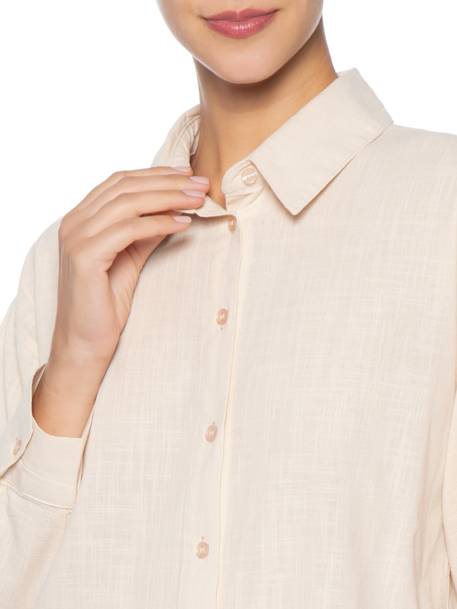 Camisa Feminina Em Algodão Bege Market 33