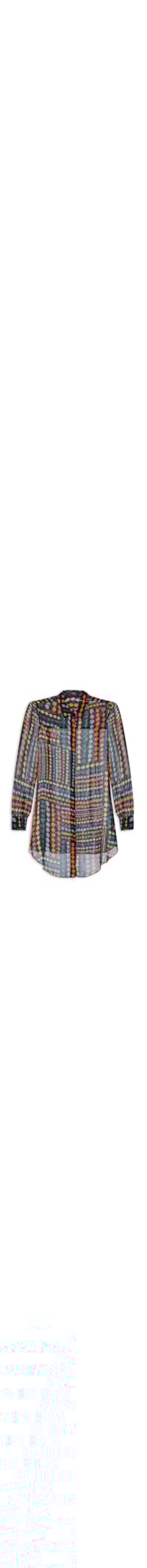 Camisa Feminina Envelope Corrente Colorido - Preto