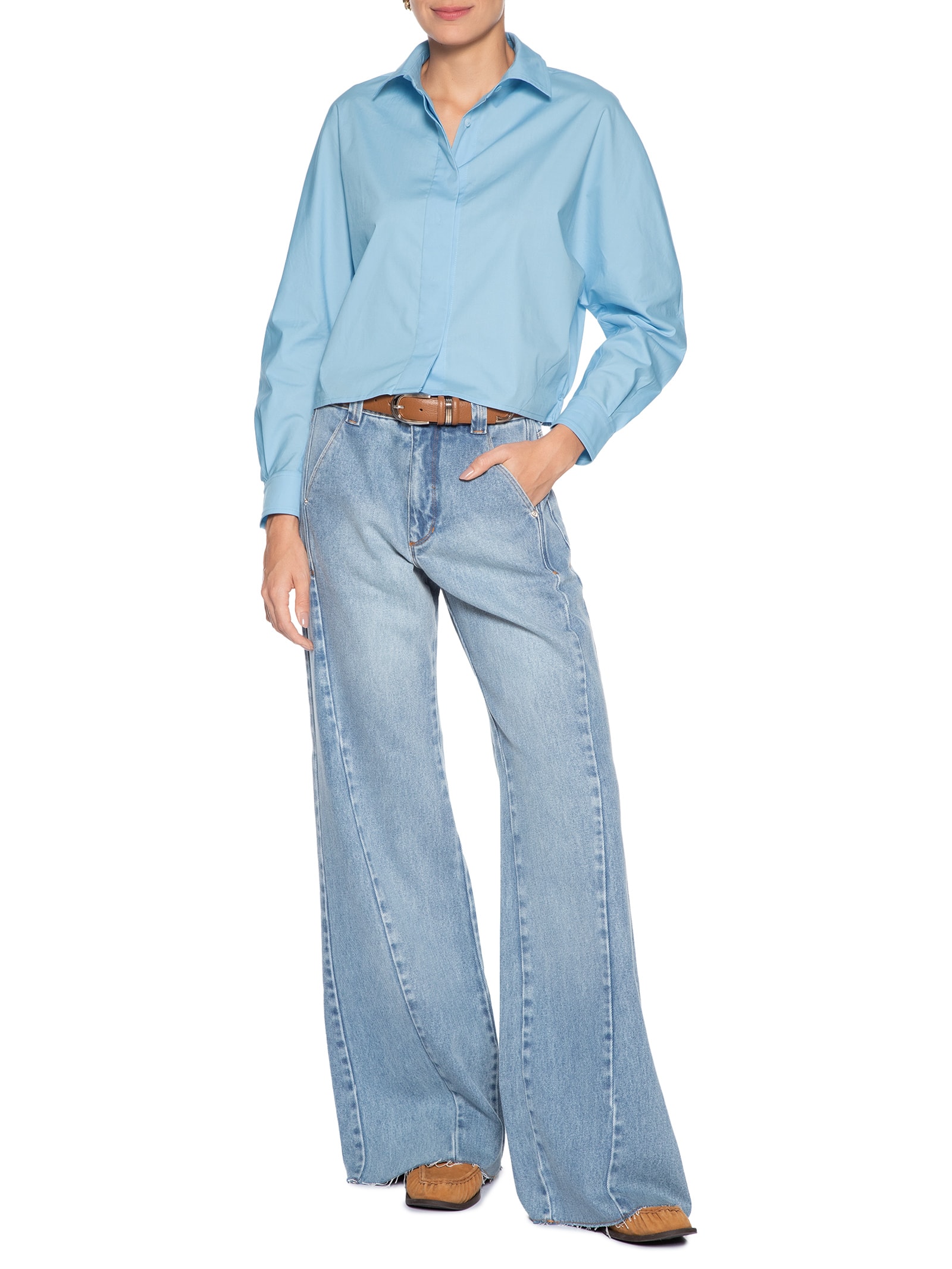 Camisa Feminina Esmeralda Azul Le Lis