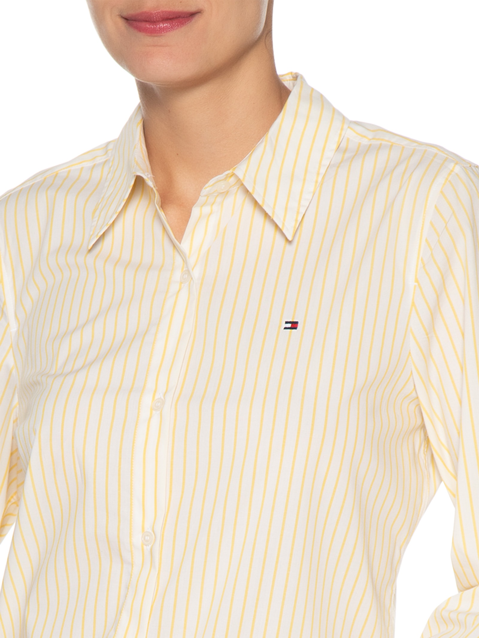 Camisa Feminina Ess Poplin Regular Amarelo Tommy Hilfiger