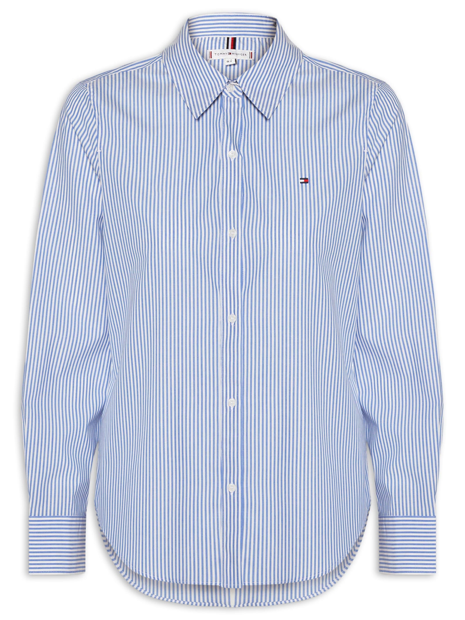 Camisa Feminina Ess Poplin Regular Azul Tommy Hilfiger