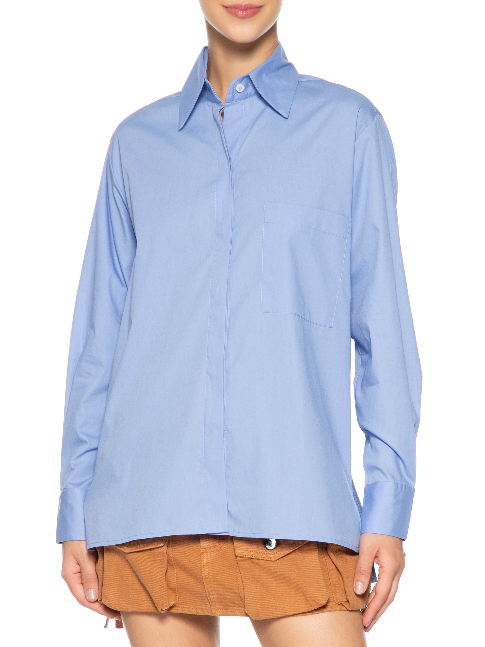 Camisa Feminina Essential Bolso Frente Azul  Animale