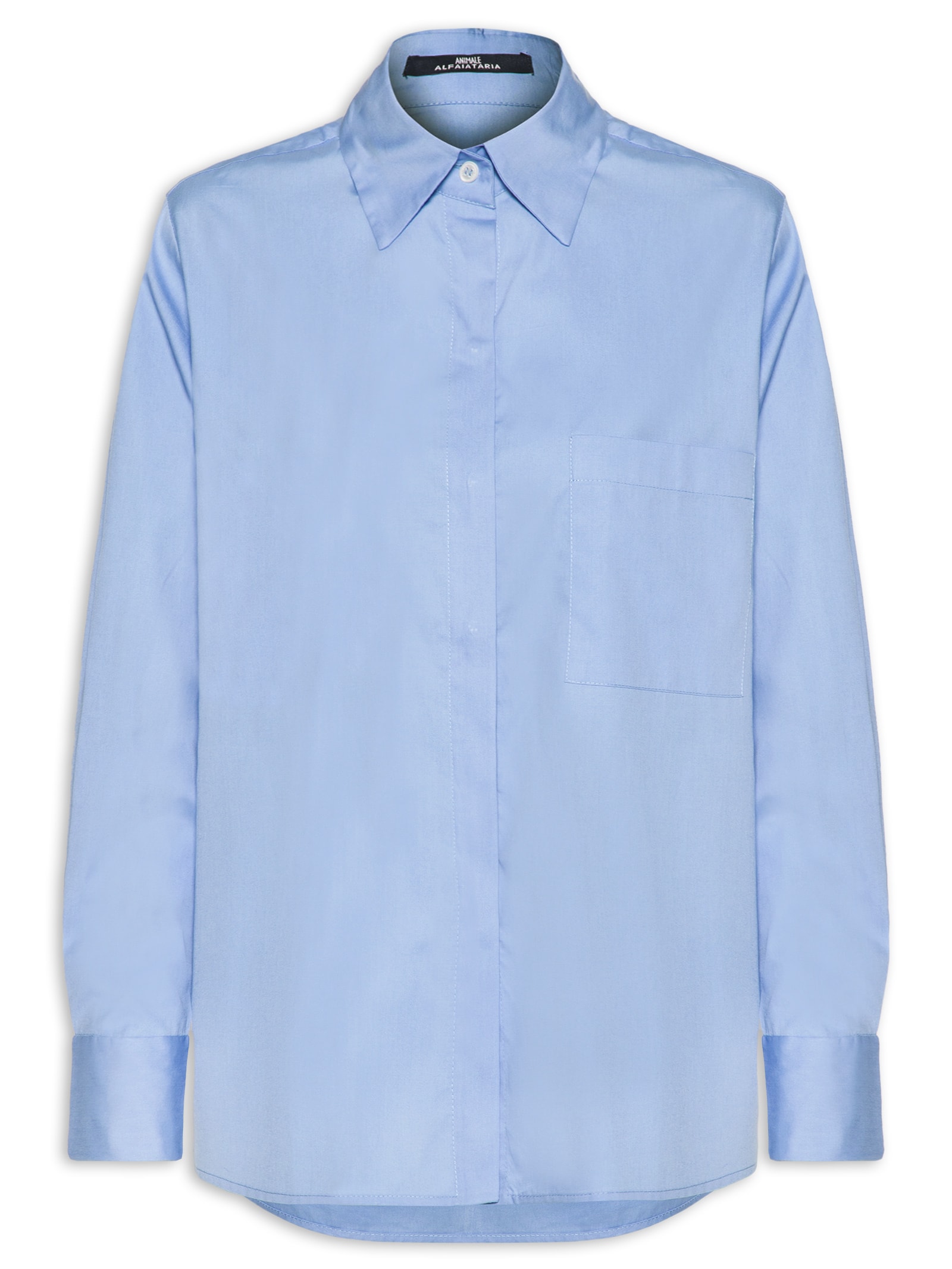 Camisa Feminina Essential Bolso Frente Azul  Animale