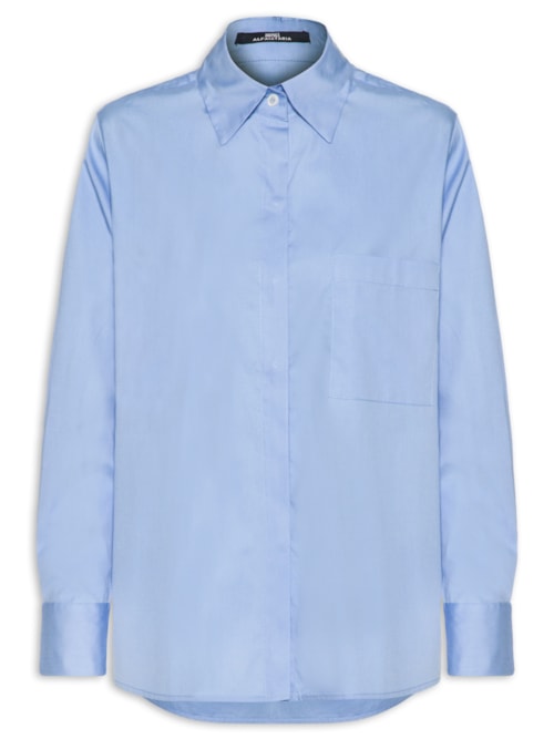 Camisa Feminina Essential Bolso Frente – Azul