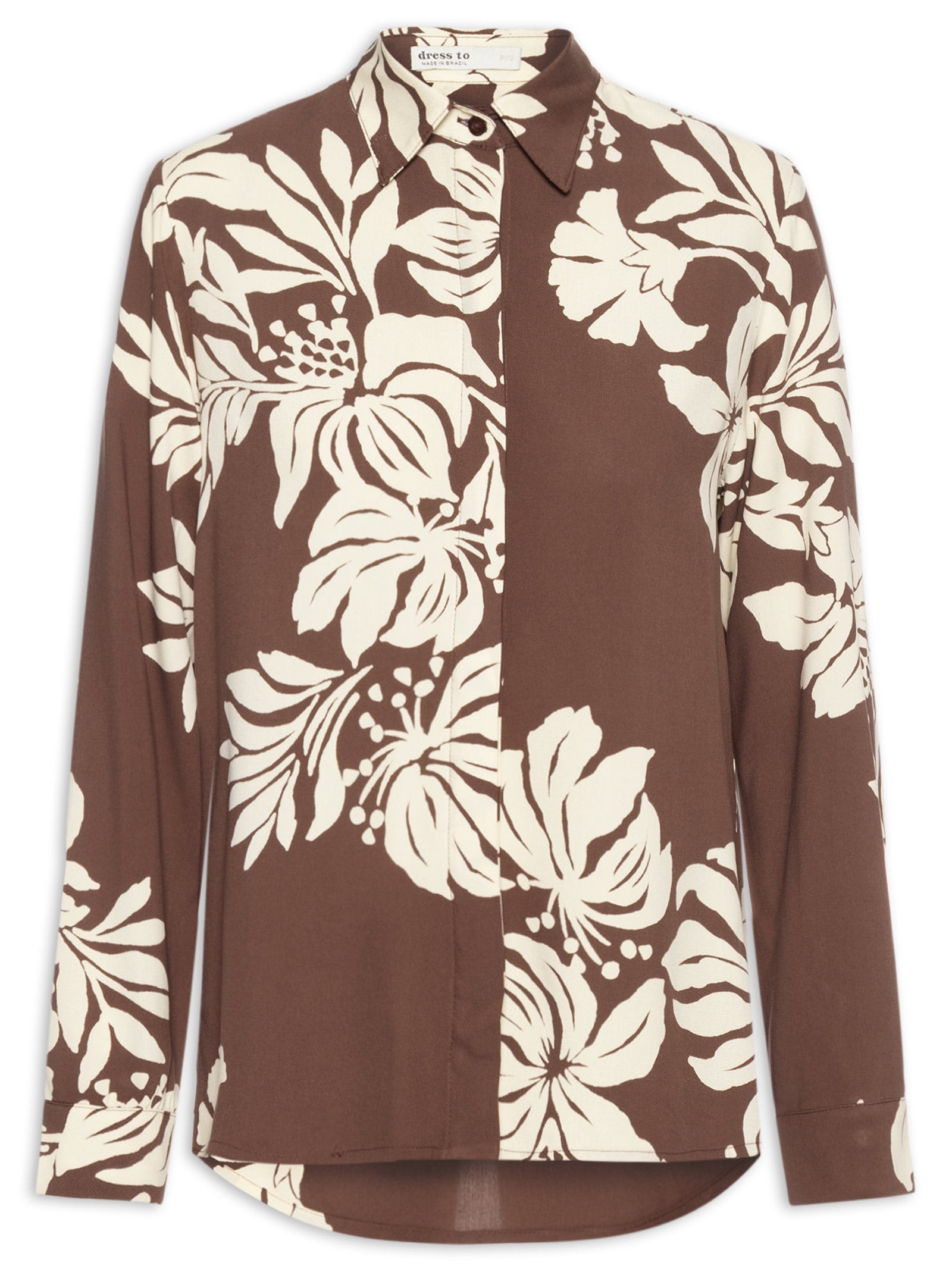 Camisa Feminina Estampa Bela Flor Marrom Dress To