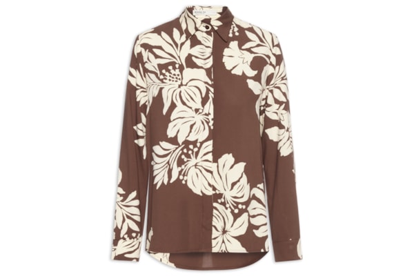 Camisa Feminina Estampa Bela Flor - Marrom