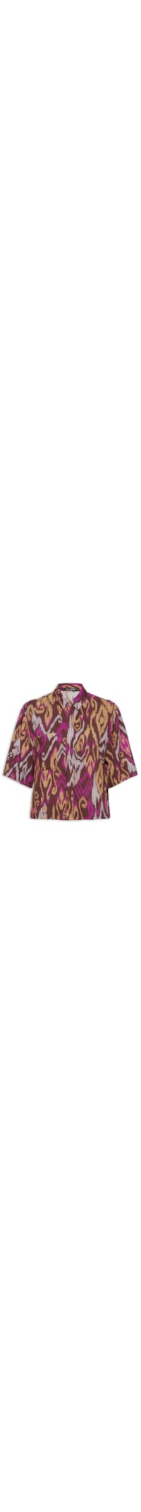 Camisa Feminina Estampa Ikat Rum - Marrom
