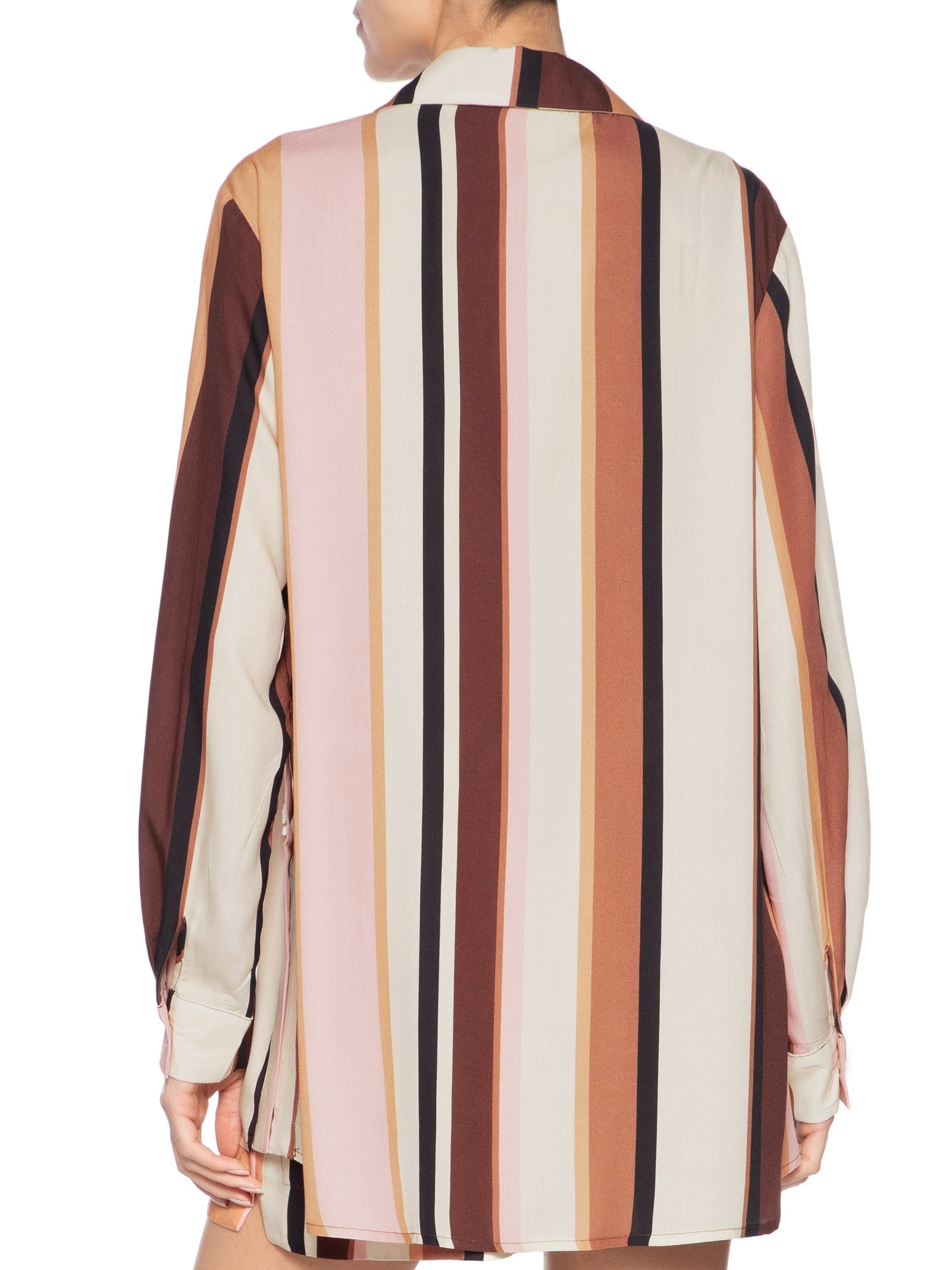 Camisa Feminina Estampa Listra Dunas Marrom Dress To