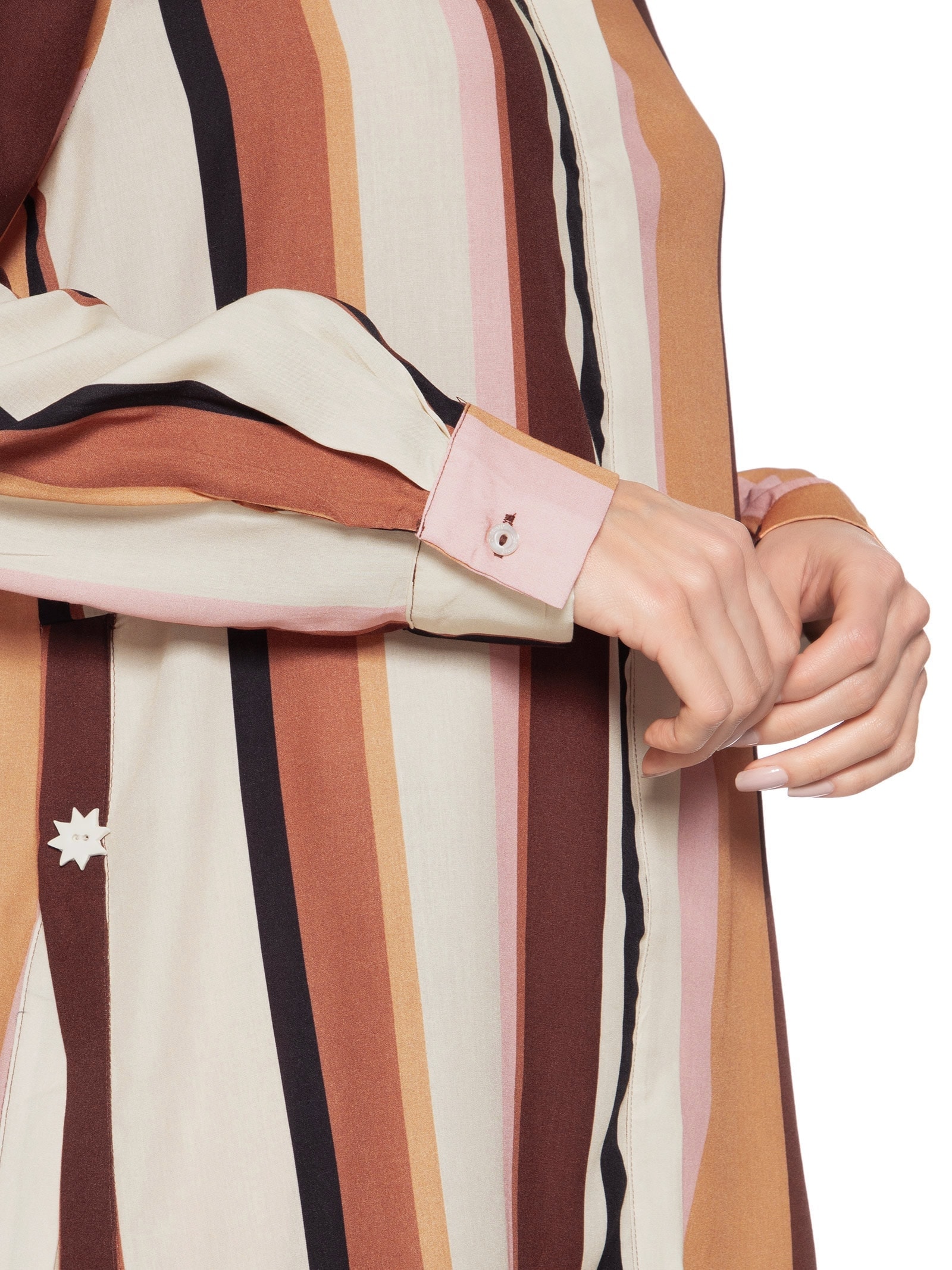 Camisa Feminina Estampa Listra Dunas Marrom Dress To