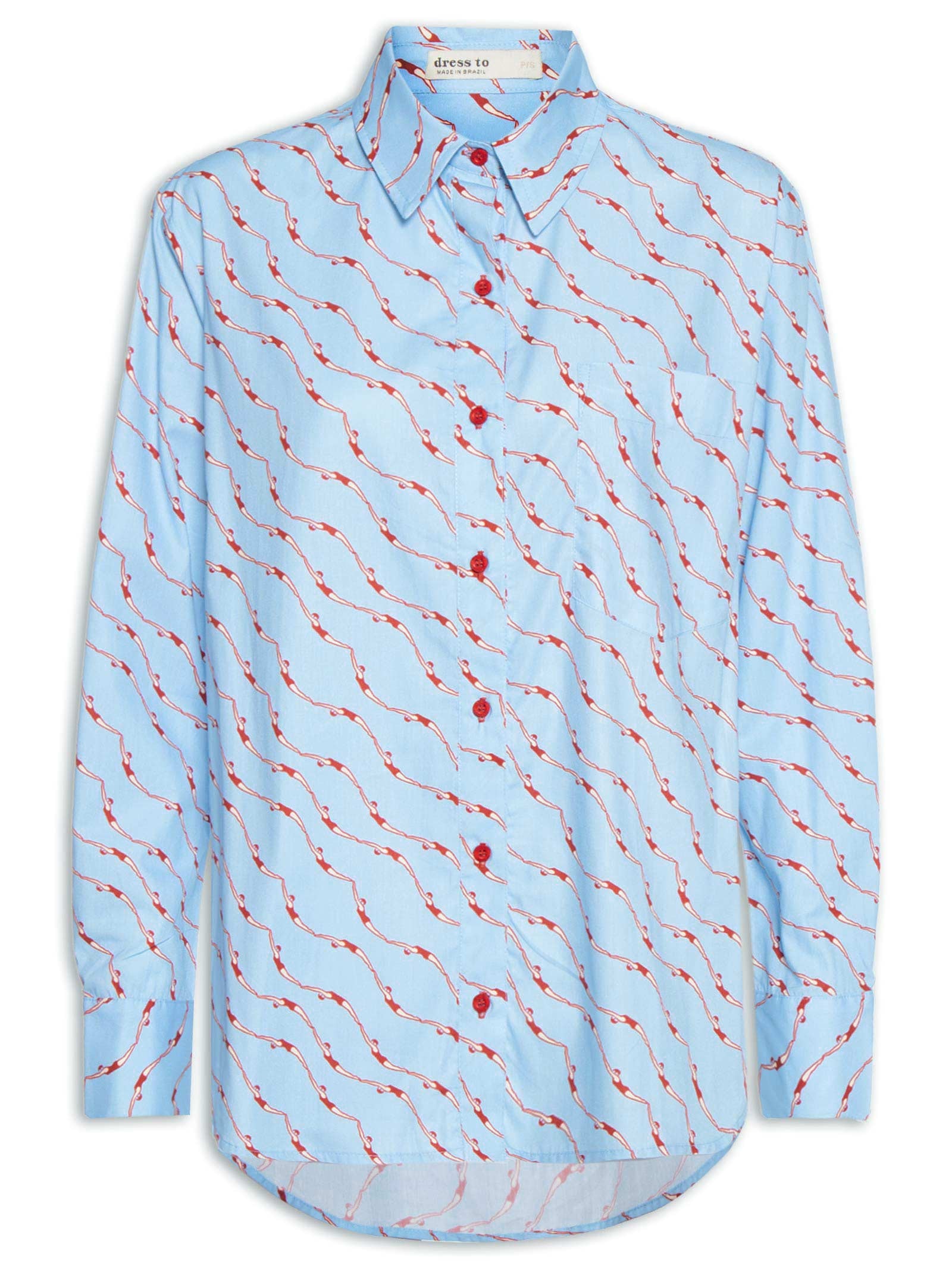 Camisa Feminina Estampa Nadadoras Azul Dress To