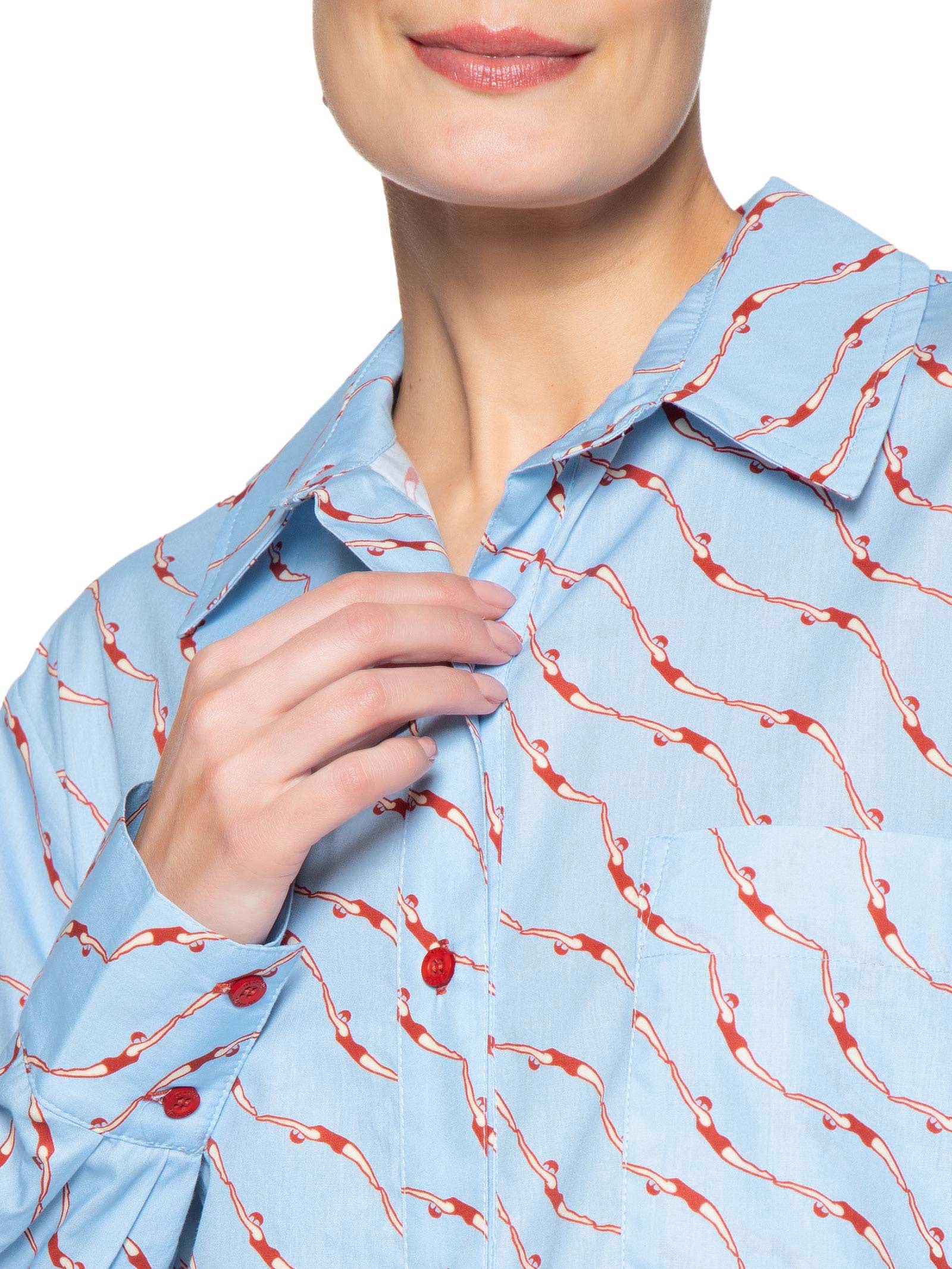 Camisa Feminina Estampa Nadadoras – Azul Dress To