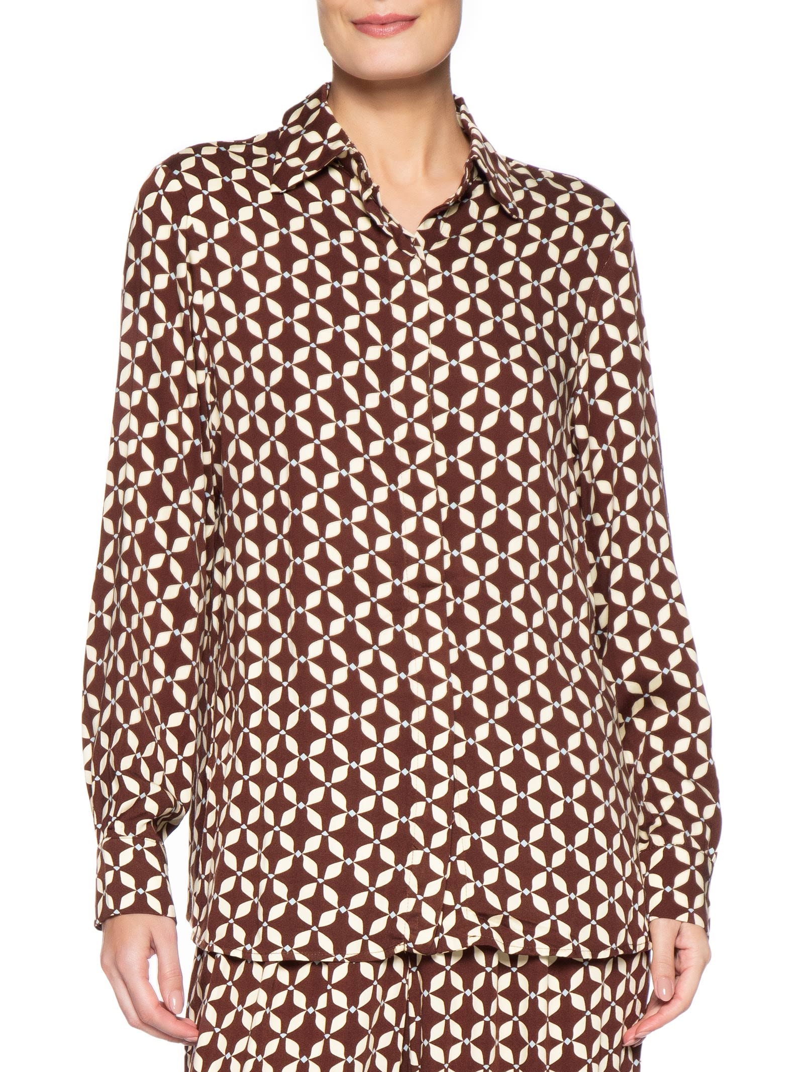 Camisa Feminina Estampa Peixito Marrom Dress To