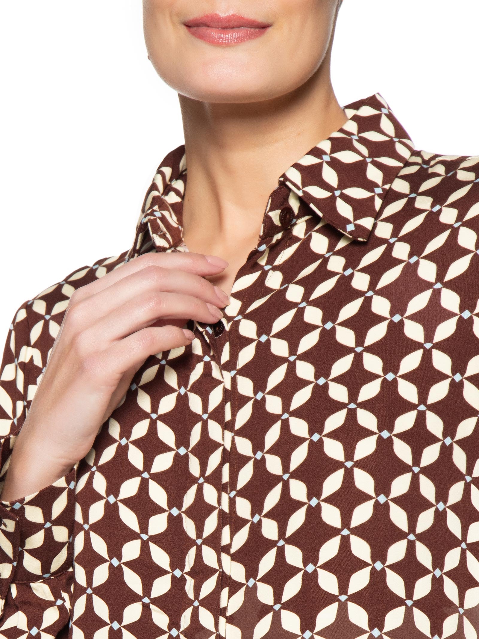 Camisa Feminina Estampa Peixito Marrom Dress To