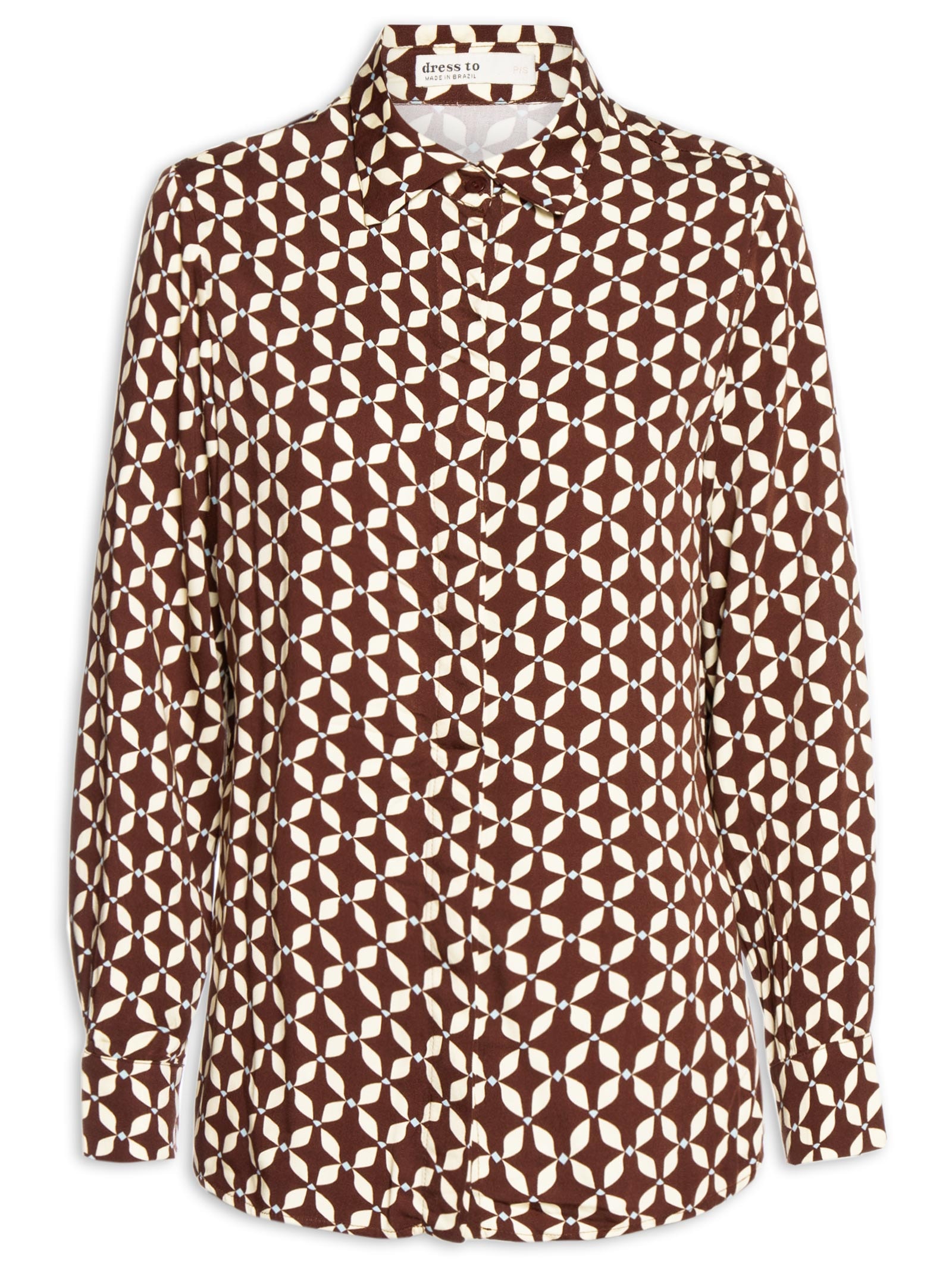 Camisa Feminina Estampa Peixito – Marrom Dress To