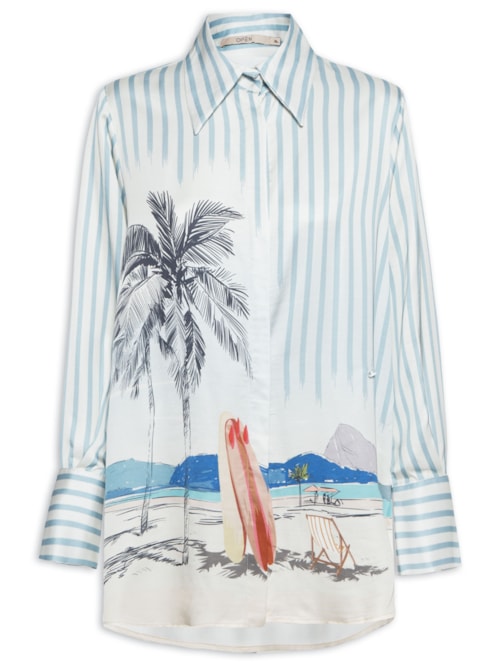 Camisa Feminina Estampada - Azul