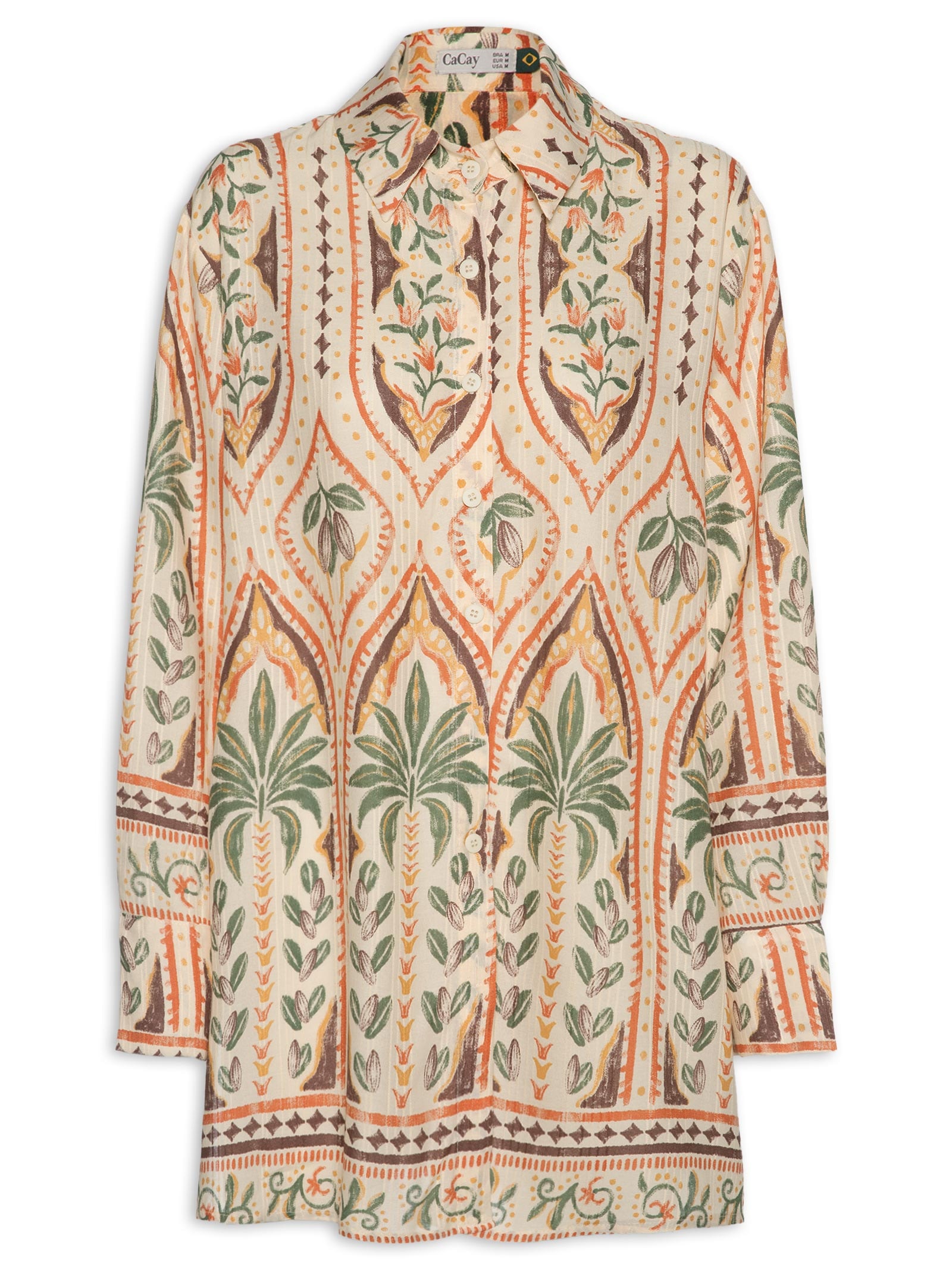 Camisa Feminina Estampada Bege Cacay