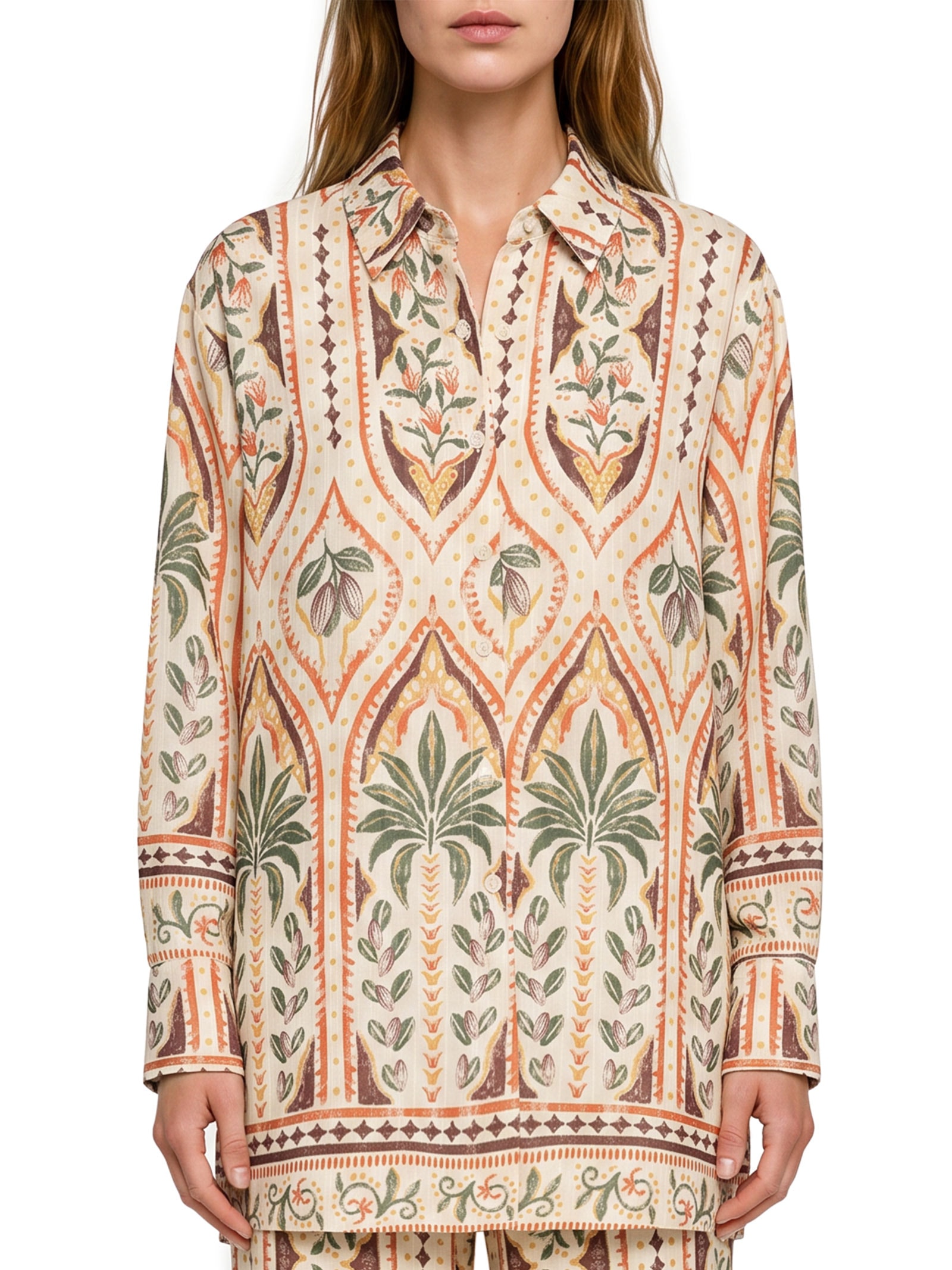 Camisa Feminina Estampada Bege Cacay