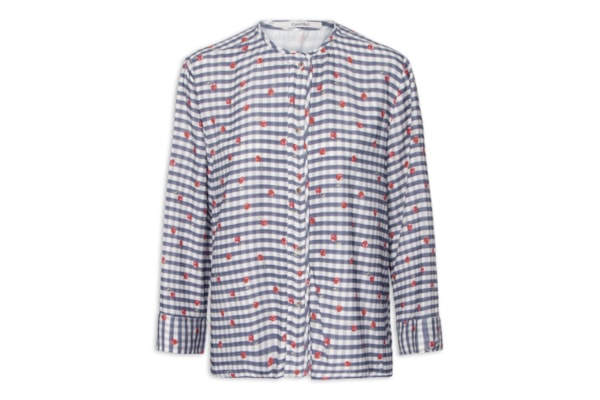 Camisa Feminina Estampada Cerejinhas - Azul