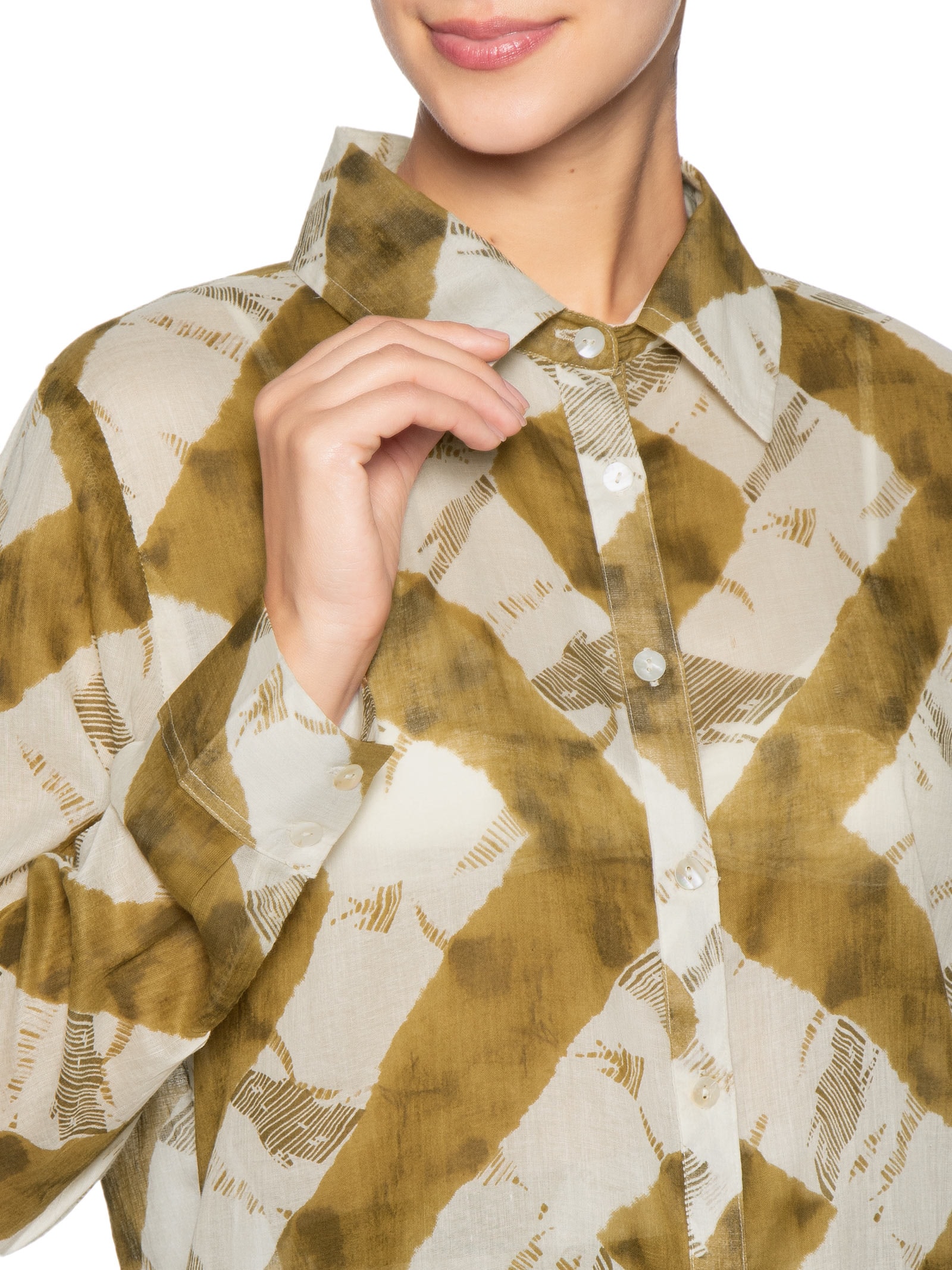 Camisa Feminina Estampada Com Saquinho Verde Cia Marítima