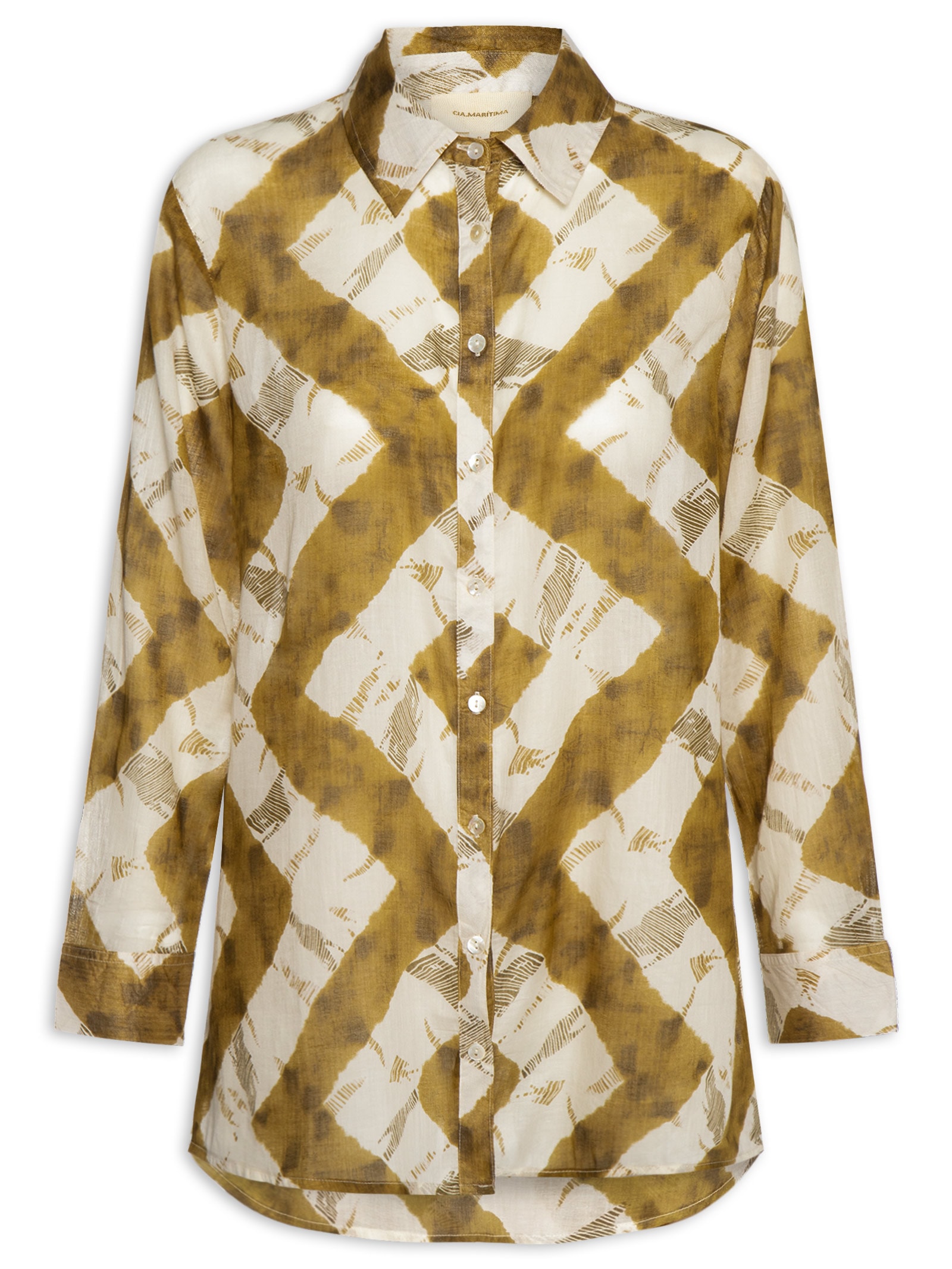 Camisa Feminina Estampada Com Saquinho Verde Cia Marítima