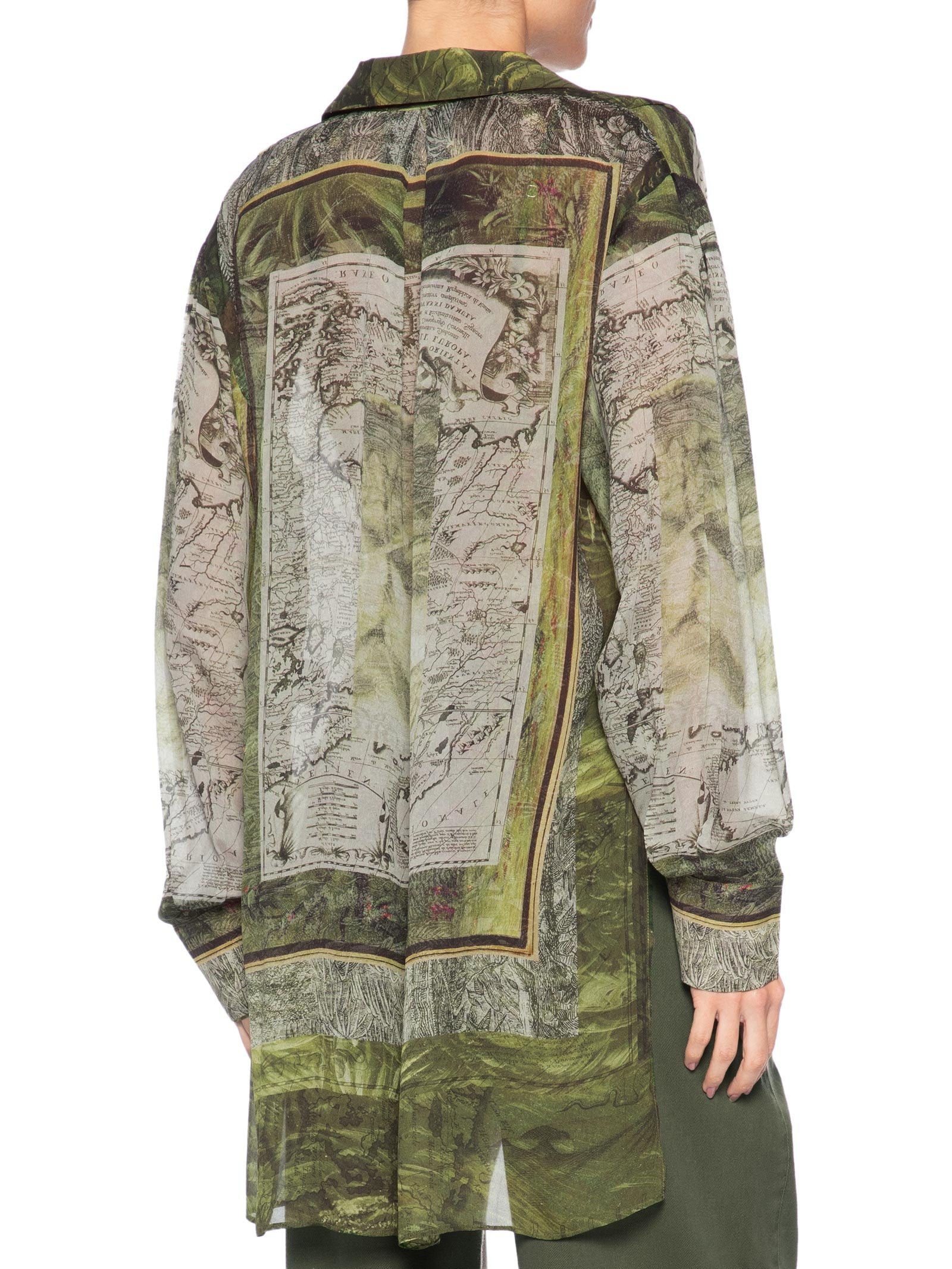 Camisa Feminina Estampada Lenço Mapa Verde Animale