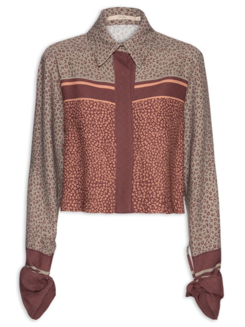 Camisa Feminina Estampada – Marrom