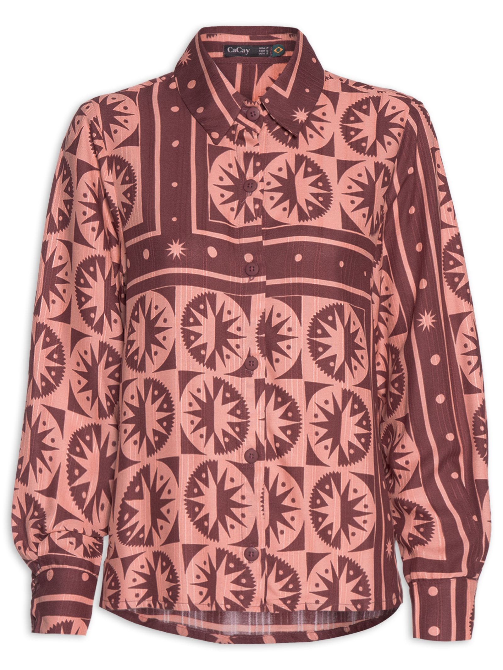 Camisa Feminina Estampada Marrom Cacay