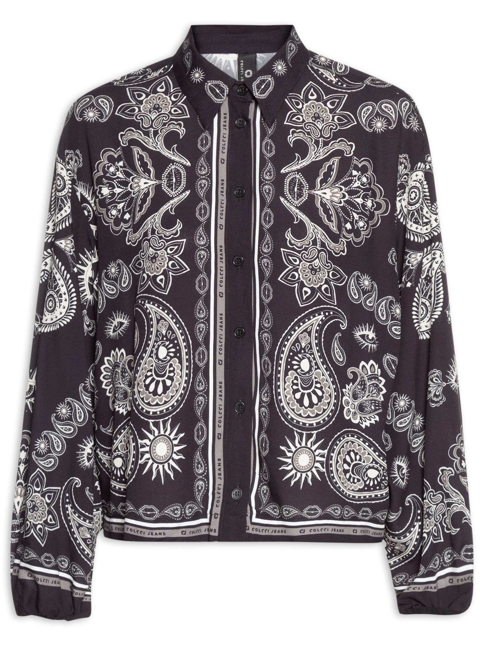 Camisa Feminina Estampada Preto Colcci Jeans