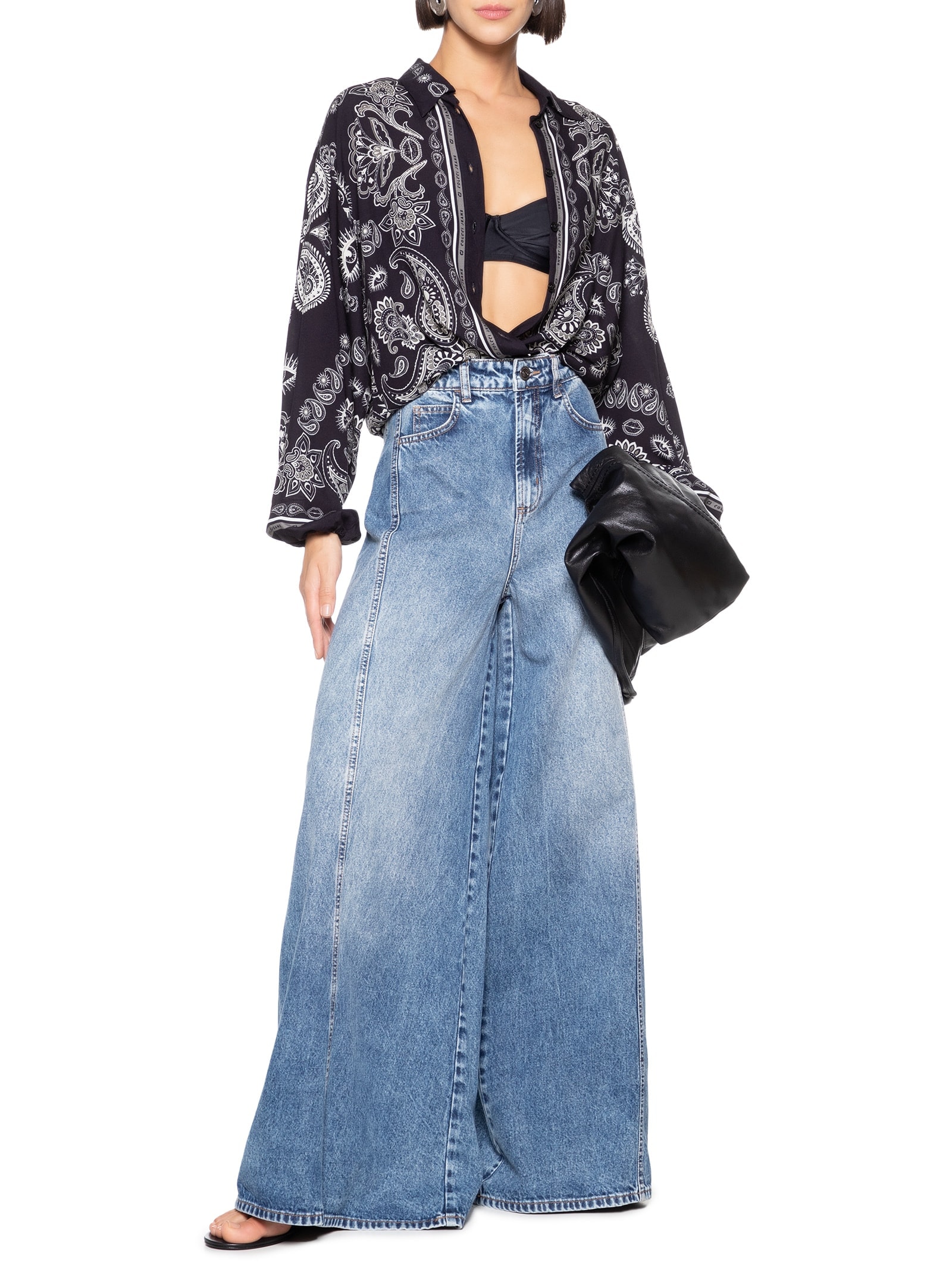 Camisa Feminina Estampada Preto Colcci Jeans