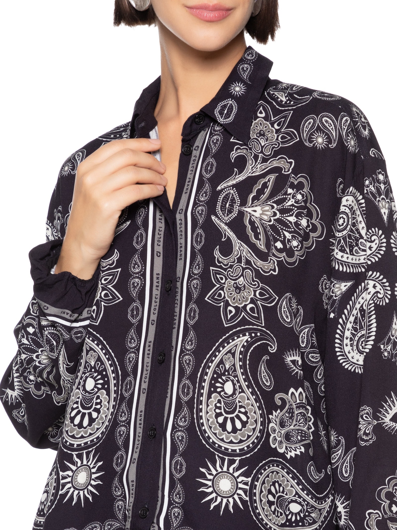 Camisa Feminina Estampada Preto Colcci Jeans