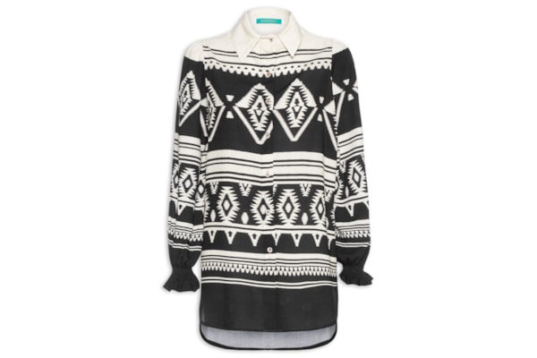 Camisa Feminina Estampada - Preto