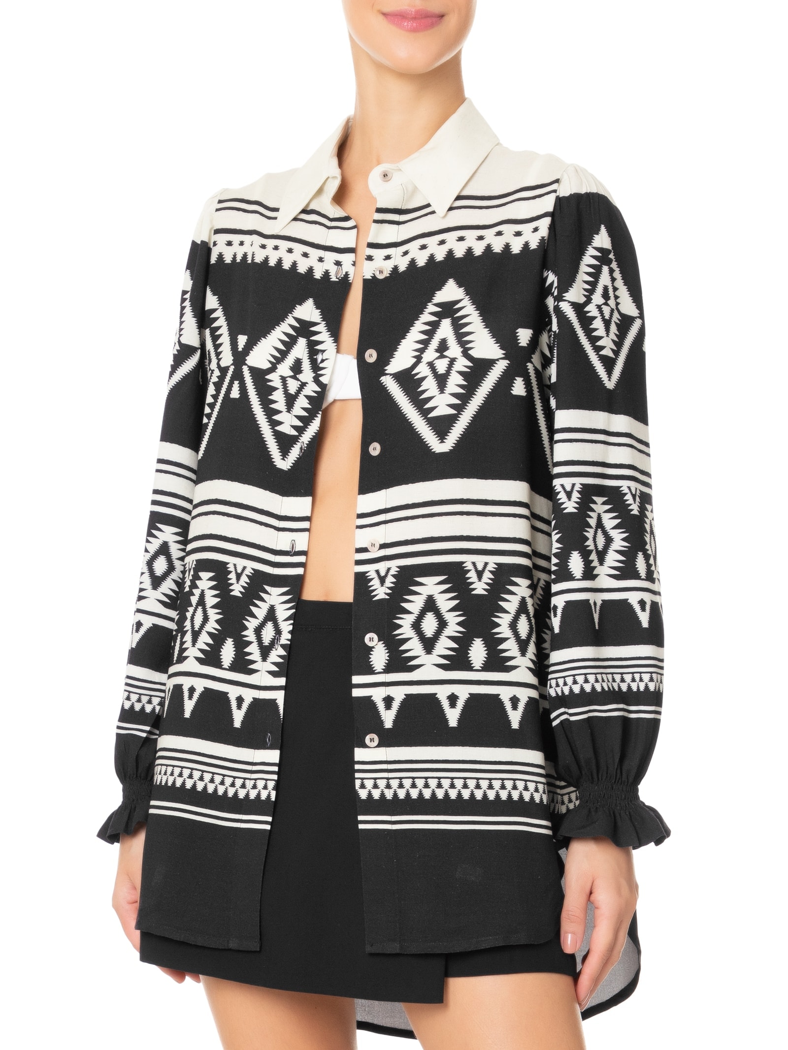 Camisa Feminina Estampada Preto Cia Marítima