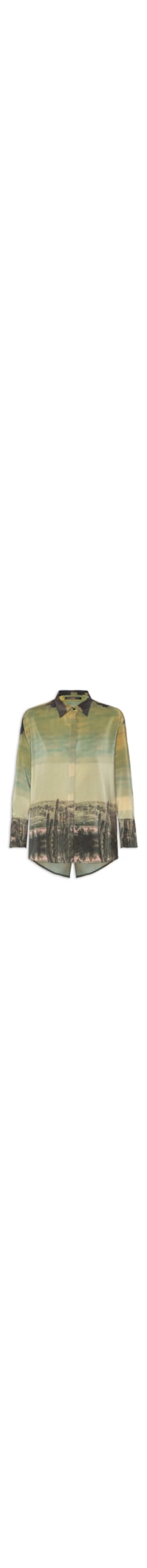 Camisa Feminina Fendas Loc Paisagem Cidade - Verde