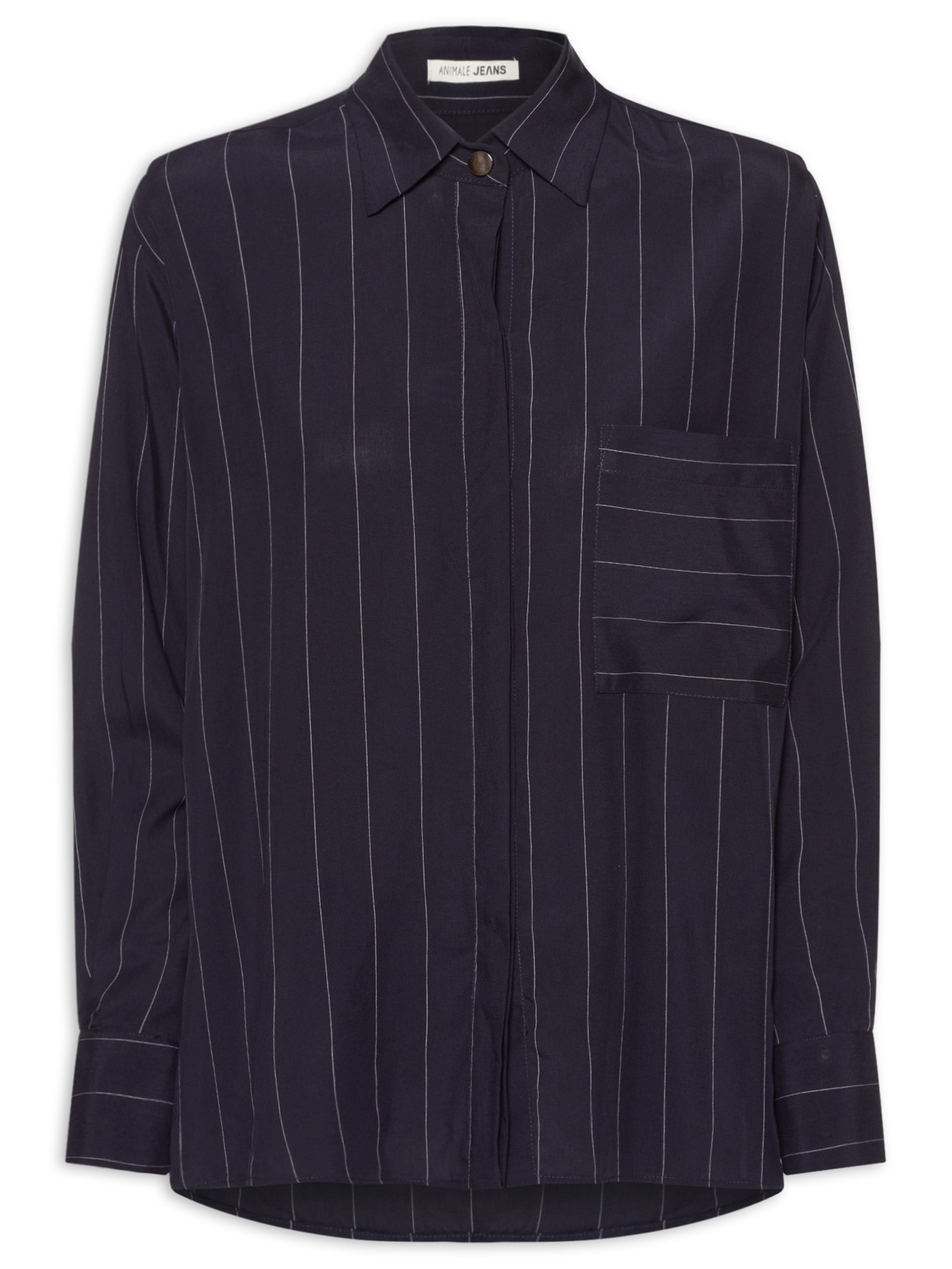 Camisa Feminina Fio Tinto Navy Azul Animale Jeans