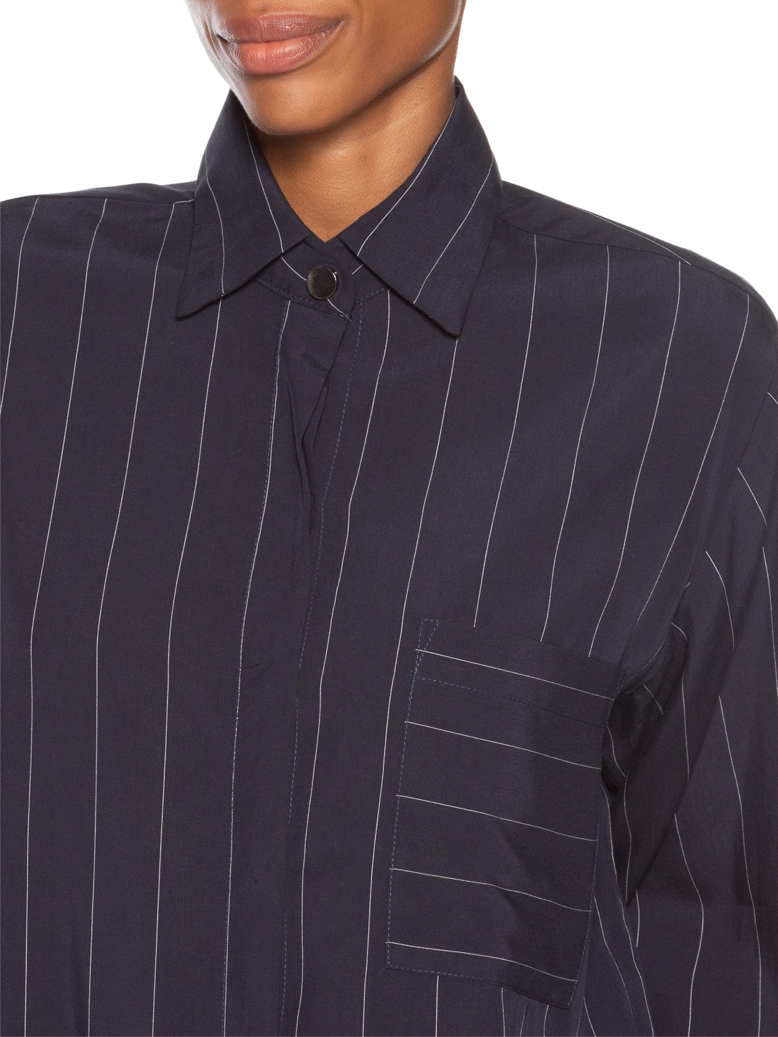 Camisa Feminina Fio Tinto Navy Azul Animale Jeans