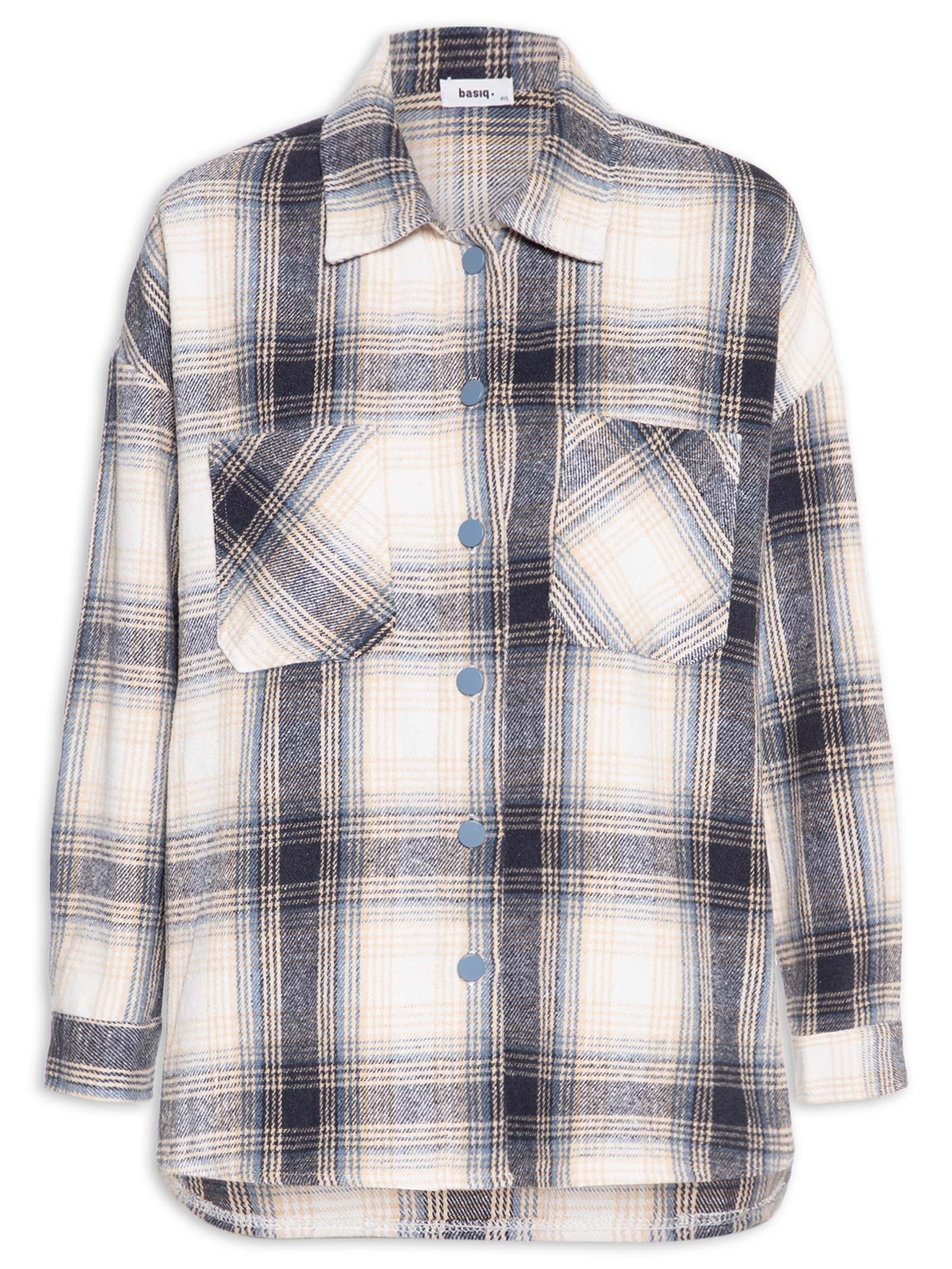 Camisa Feminina Flanela Xadrez Azul Basiq