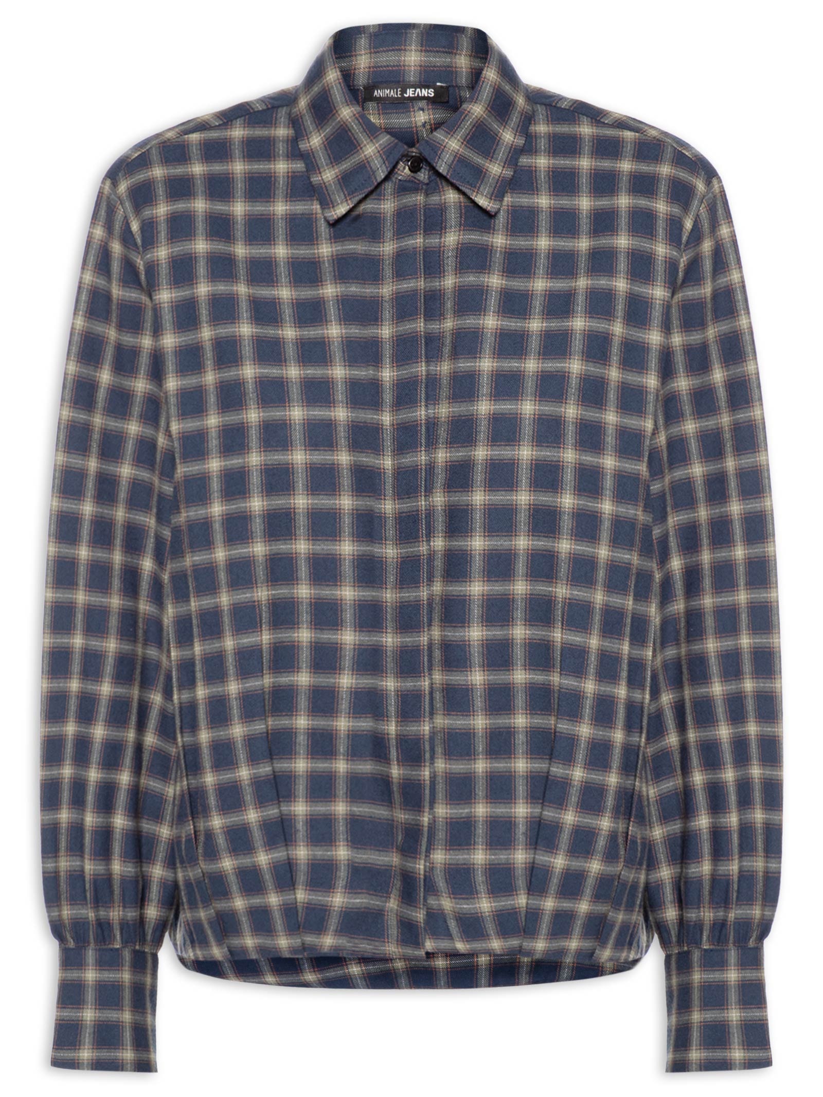 Camisa Feminina Flanela Xadrez Azul Animale Jeans