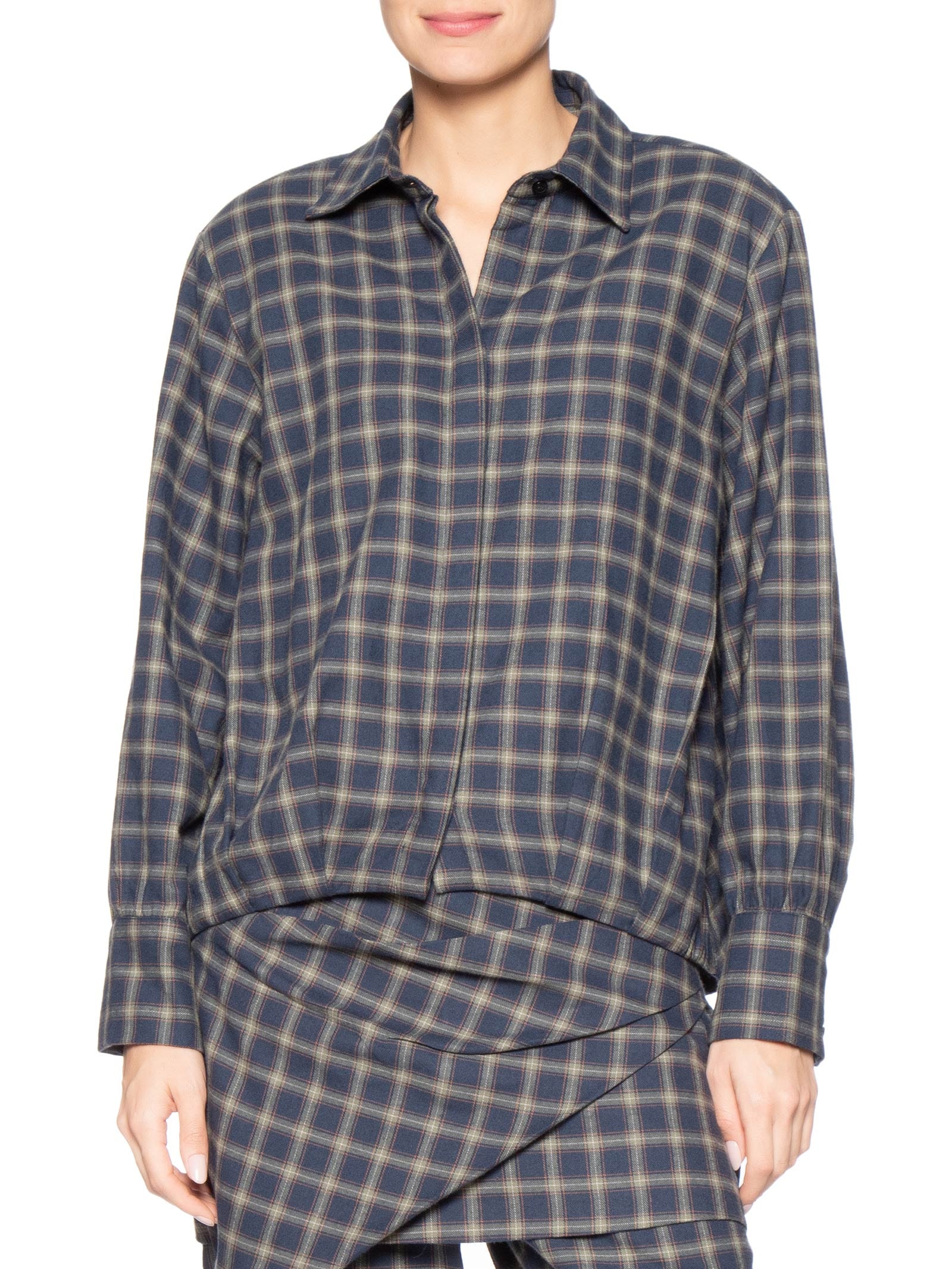 Camisa Feminina Flanela Xadrez Azul Animale Jeans