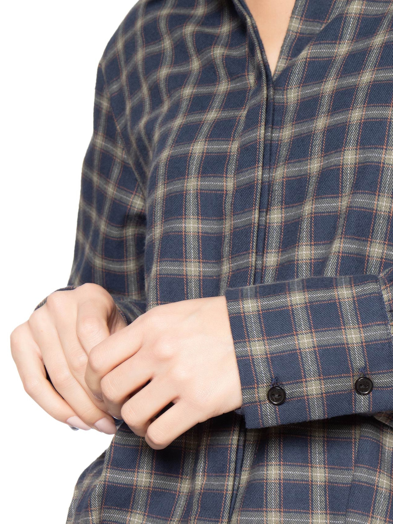 Camisa Feminina Flanela Xadrez Azul Animale Jeans