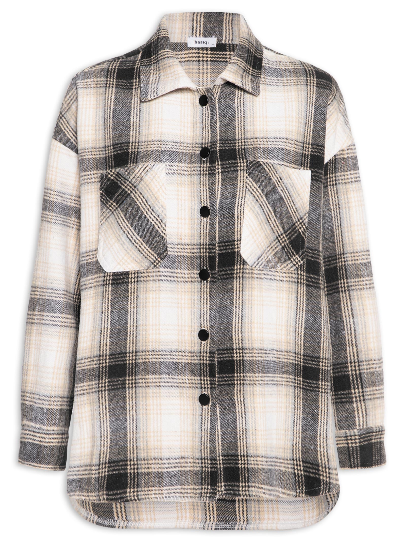 Camisa Feminina Flanela Xadrez Cinza Basiq