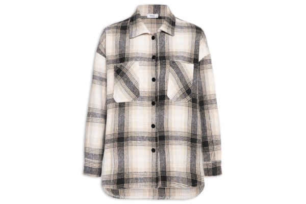 Camisa Feminina Flanela Xadrez - Cinza