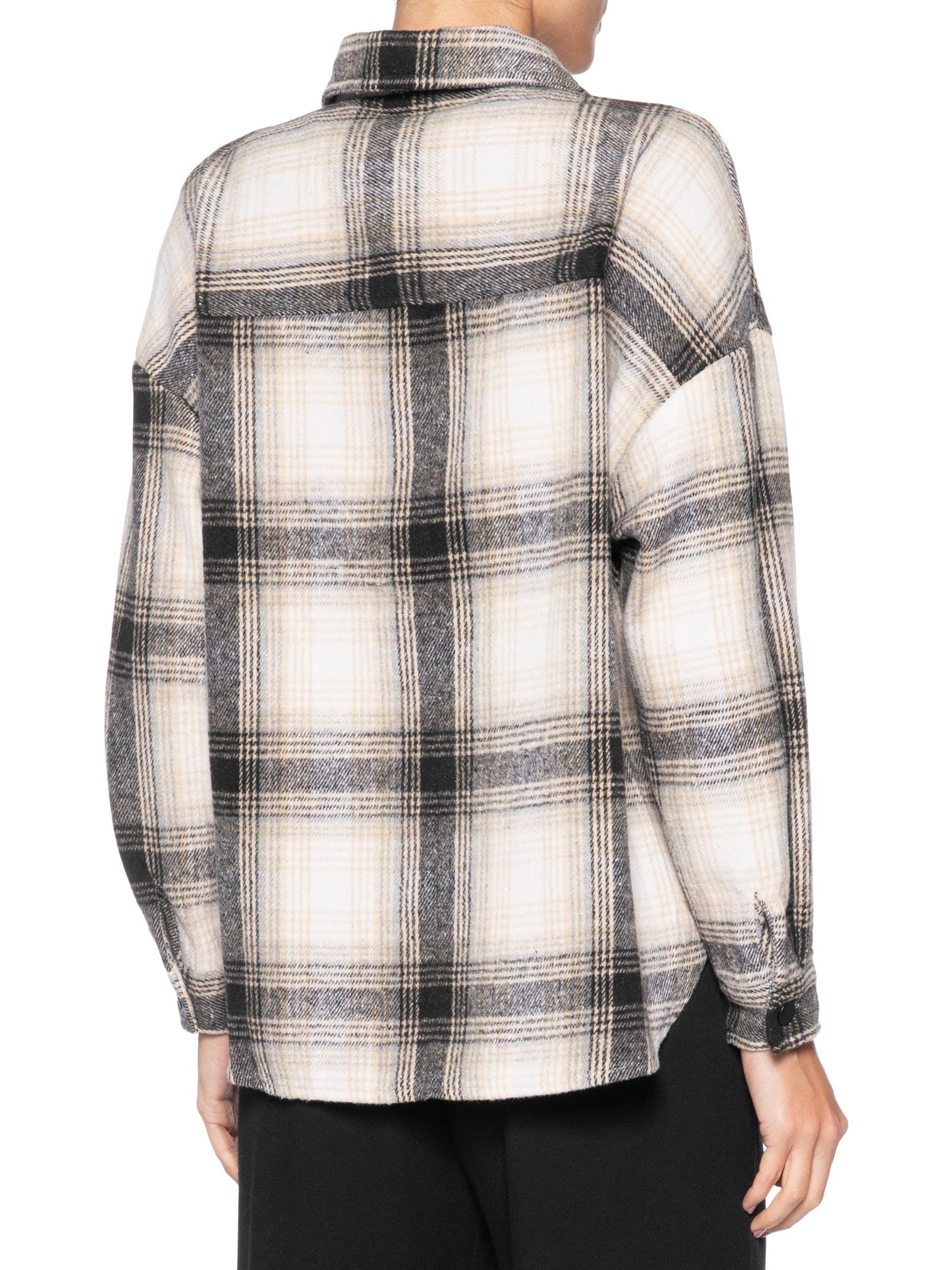 Camisa Feminina Flanela Xadrez Cinza Basiq