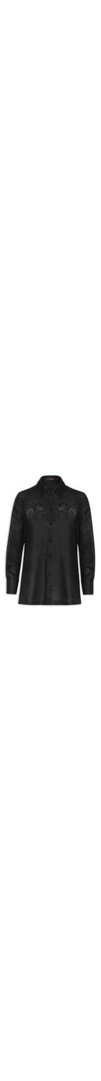 Camisa Feminina Flor Richelieu - Preto