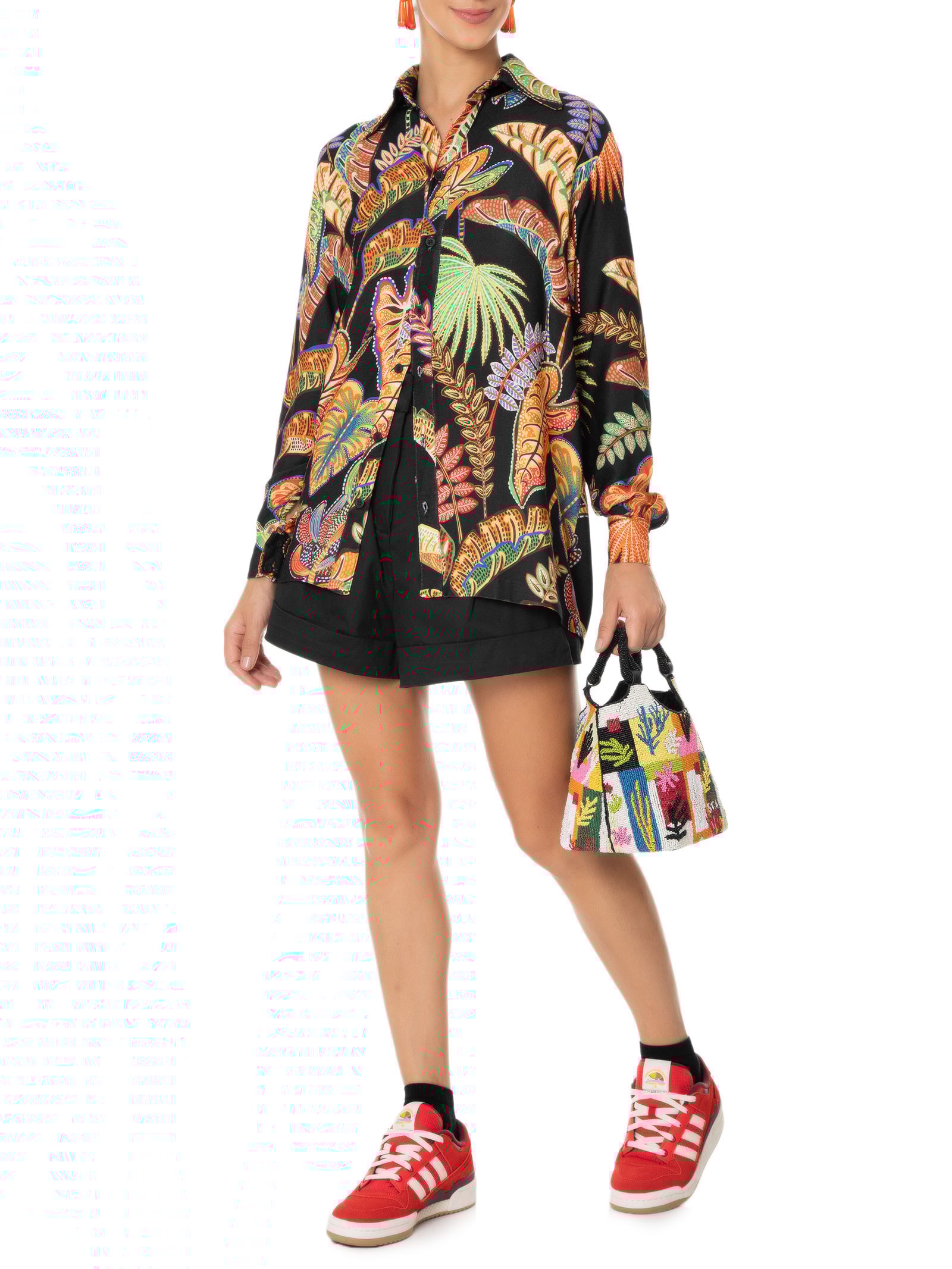 Camisa Feminina Folhagem Cool Preto  Farm