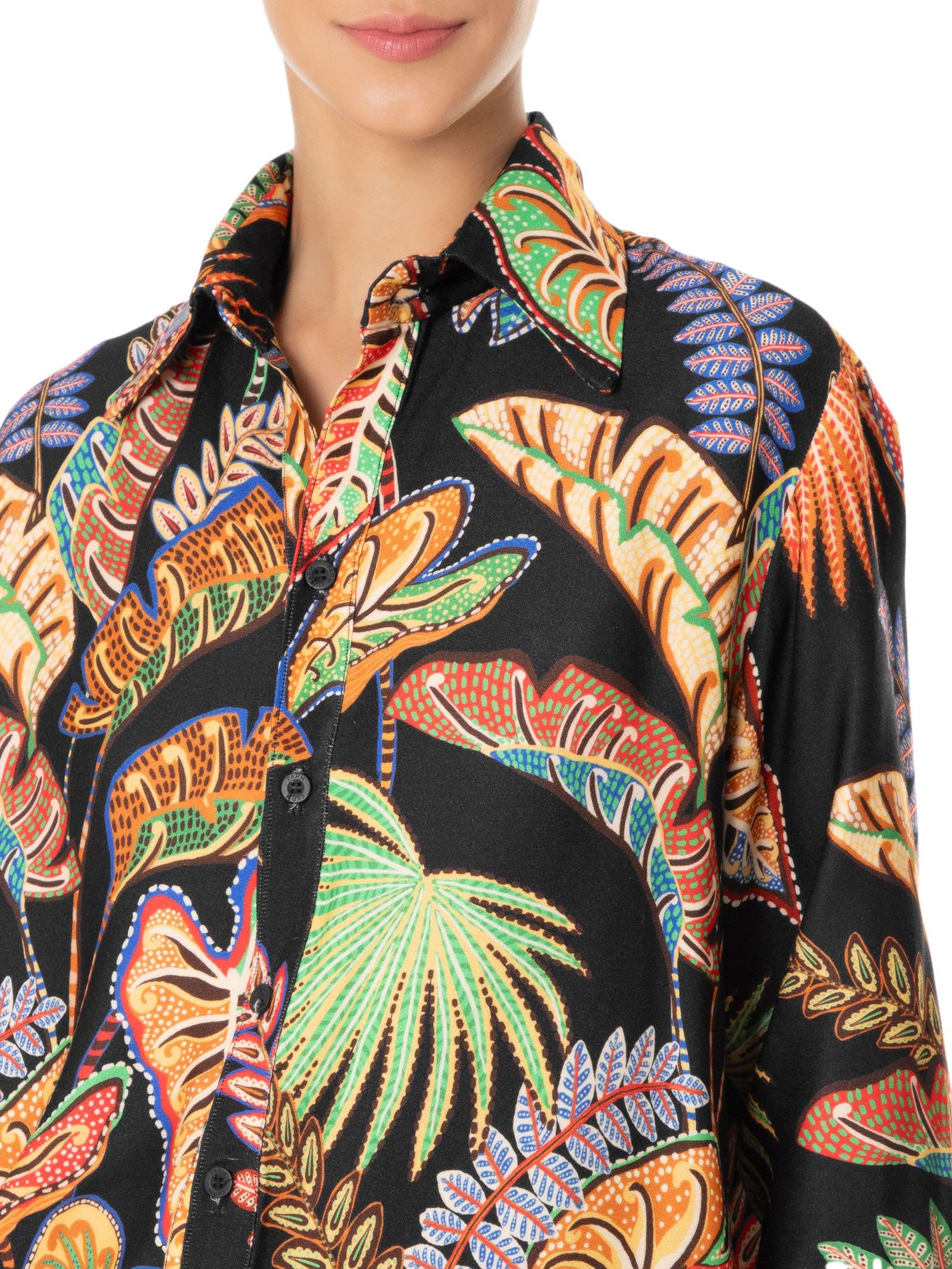 Camisa Feminina Folhagem Cool Preto  Farm