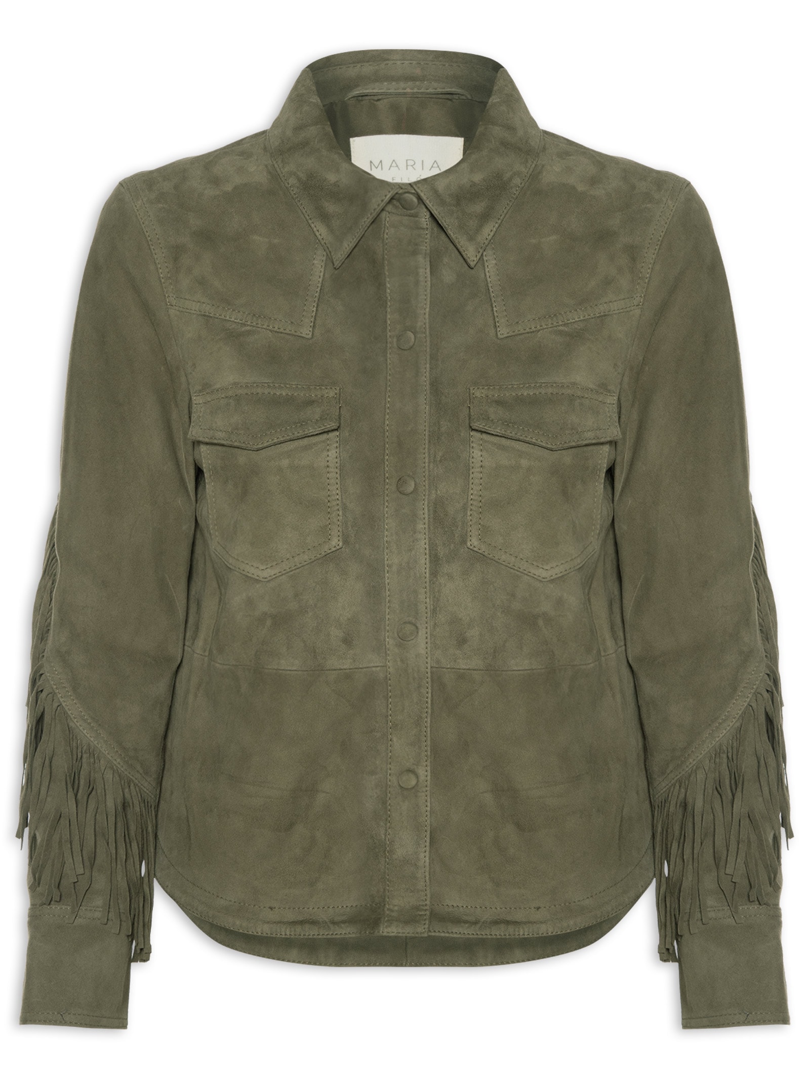 Camisa Feminina Franjas Chamois Verde Maria Filó