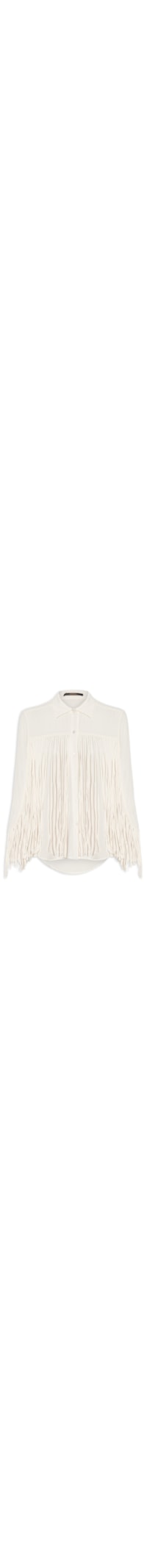 Camisa Feminina Georgette Com Franjas - Off White