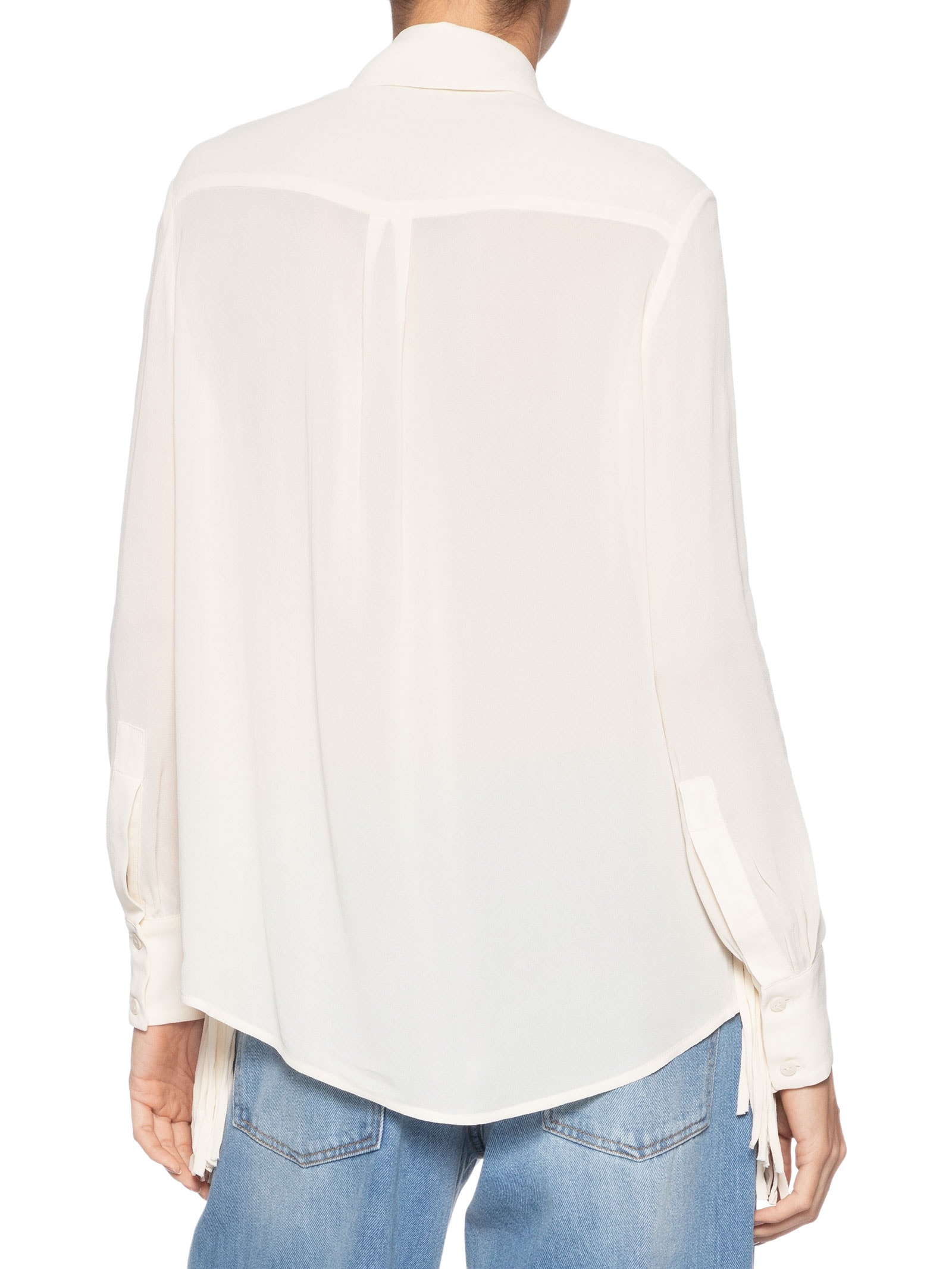 Camisa Feminina Georgette Com Franjas Off White Animale