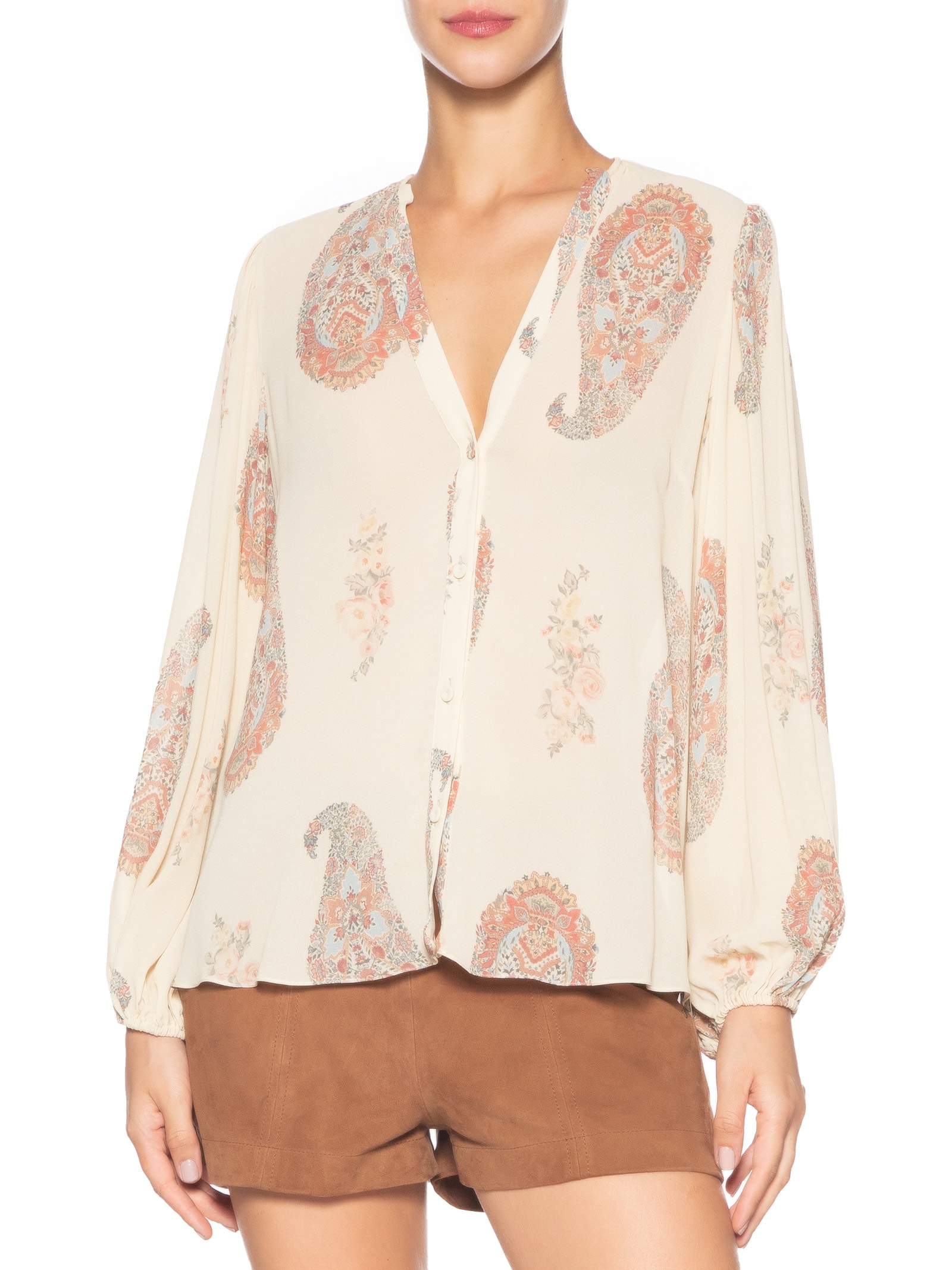 Camisa Feminina Ggt Estampa Flory Off White Maria Filó