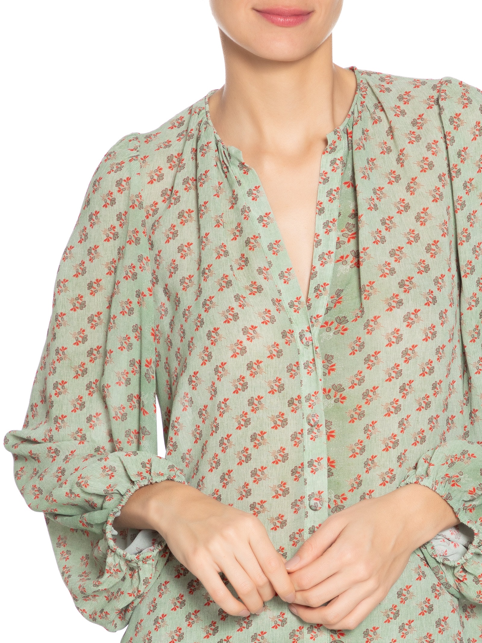 Camisa Feminina GGT Estampa Krabi Verde Maria Filó